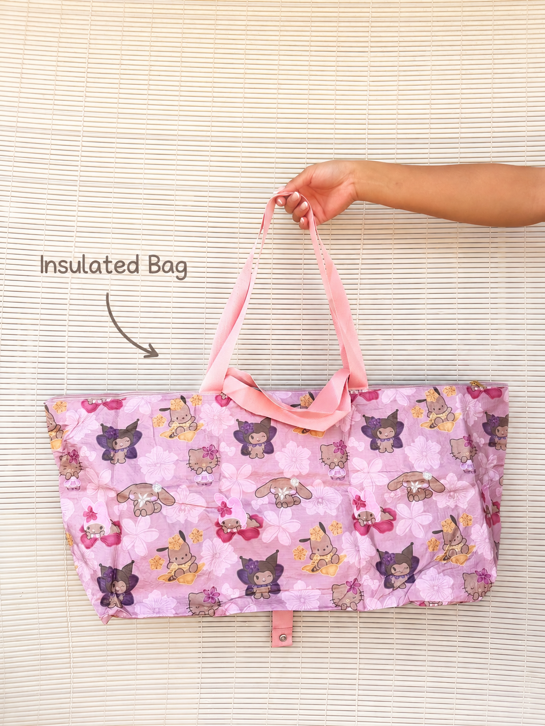*Foldie Insulated + Zipper Bag Blush Kawaii Local Flowers  Shop Haven Mae Collab