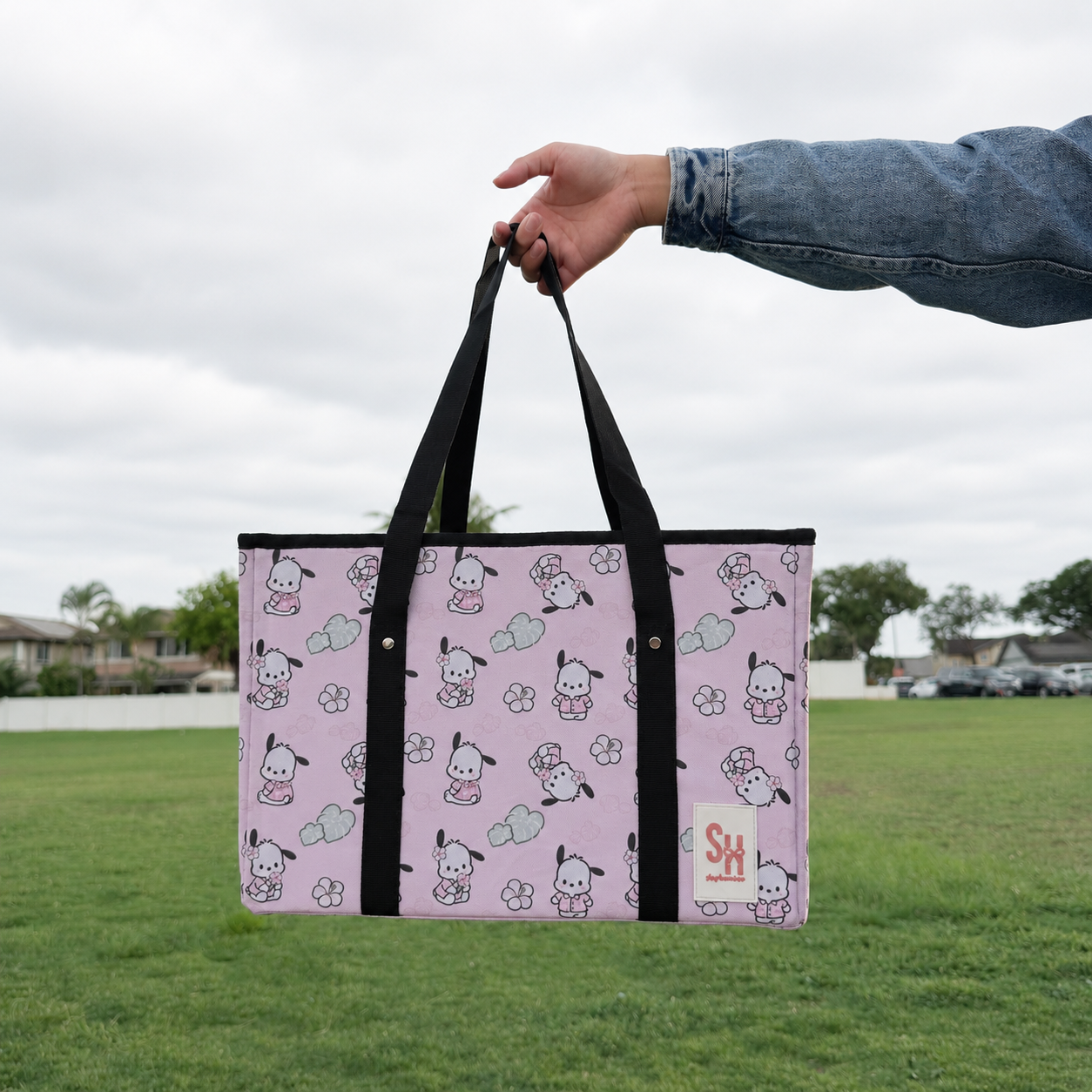 *Pink Dog Flower Design Box Bag with Sturdy Base By Shop Haven Mae