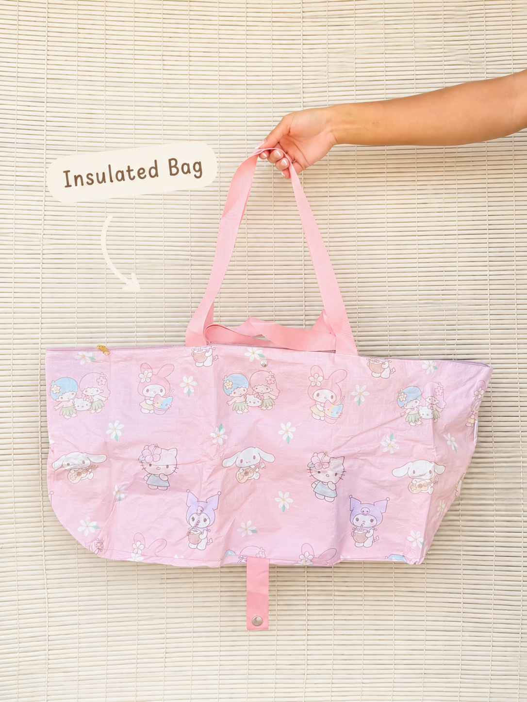 *Foldie Insulated + Zipper Bag Kawaii Pink Hawaii Local Friends Shop Haven Mae Collab