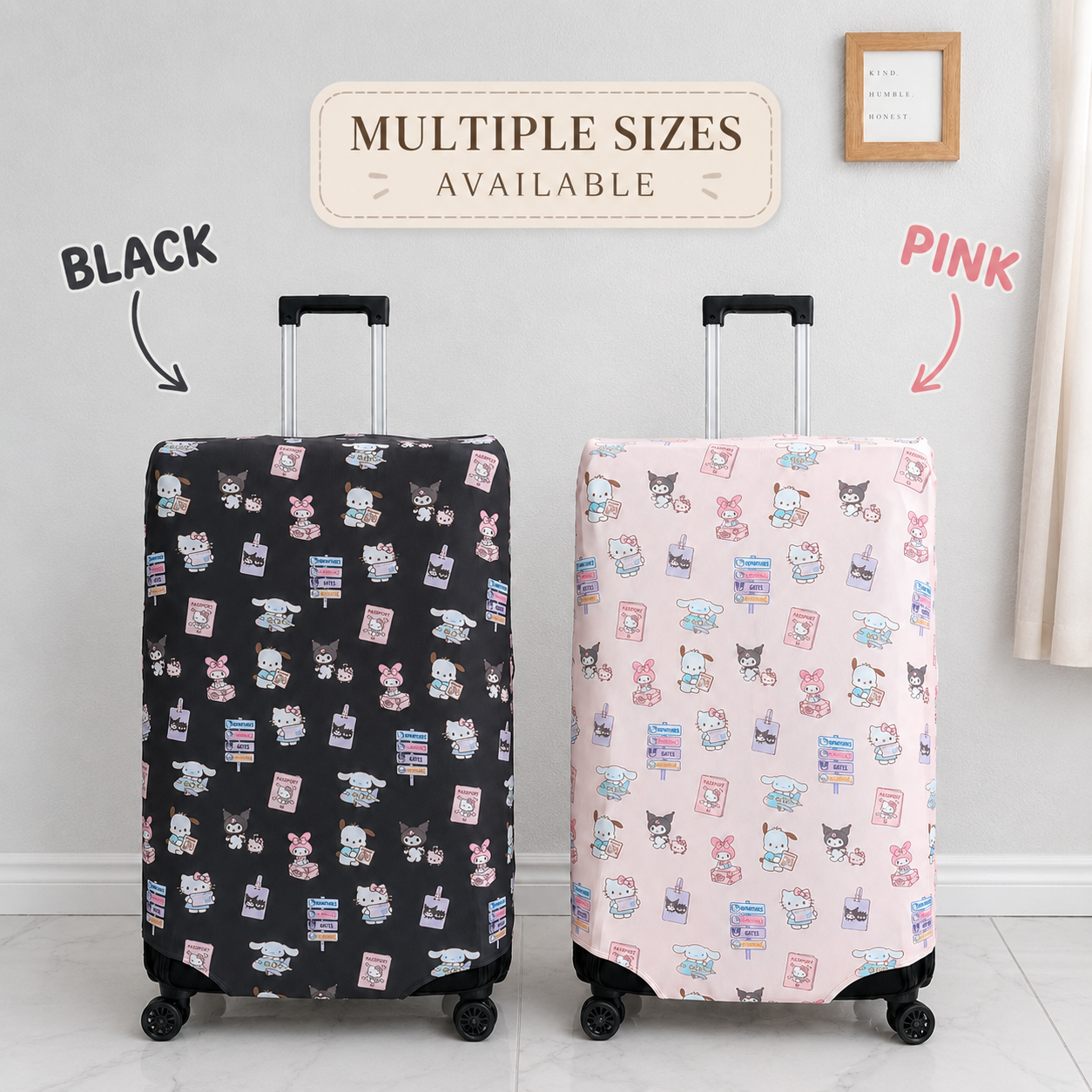 Travel Series Kawaii Friends Luggage Covers with Zipper