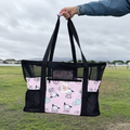 *Pink Dog Flower Design Collapsible Beach Bag Tote By Shop Haven Mae