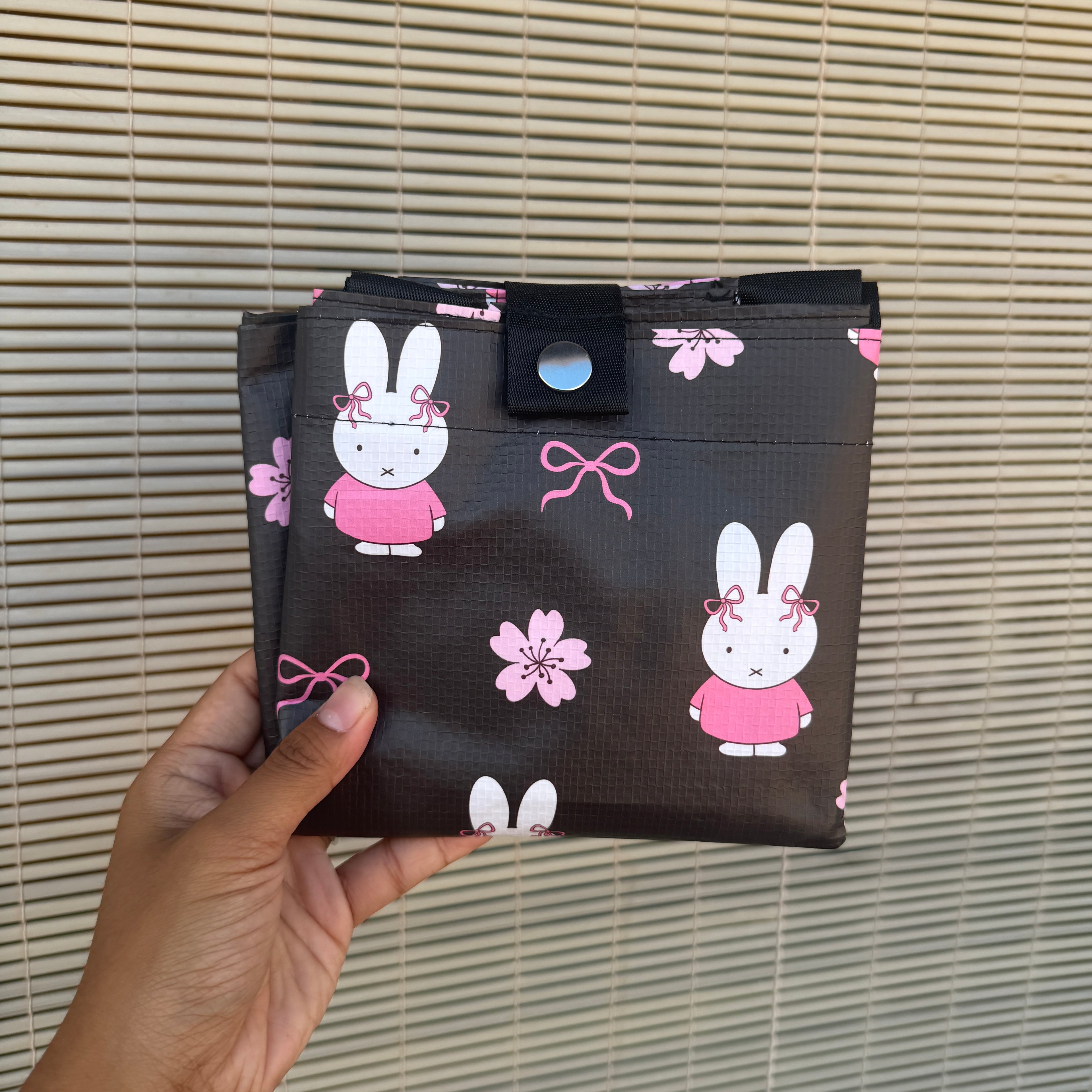 Bunny + Cherry Blossom Bows Foldie Bag