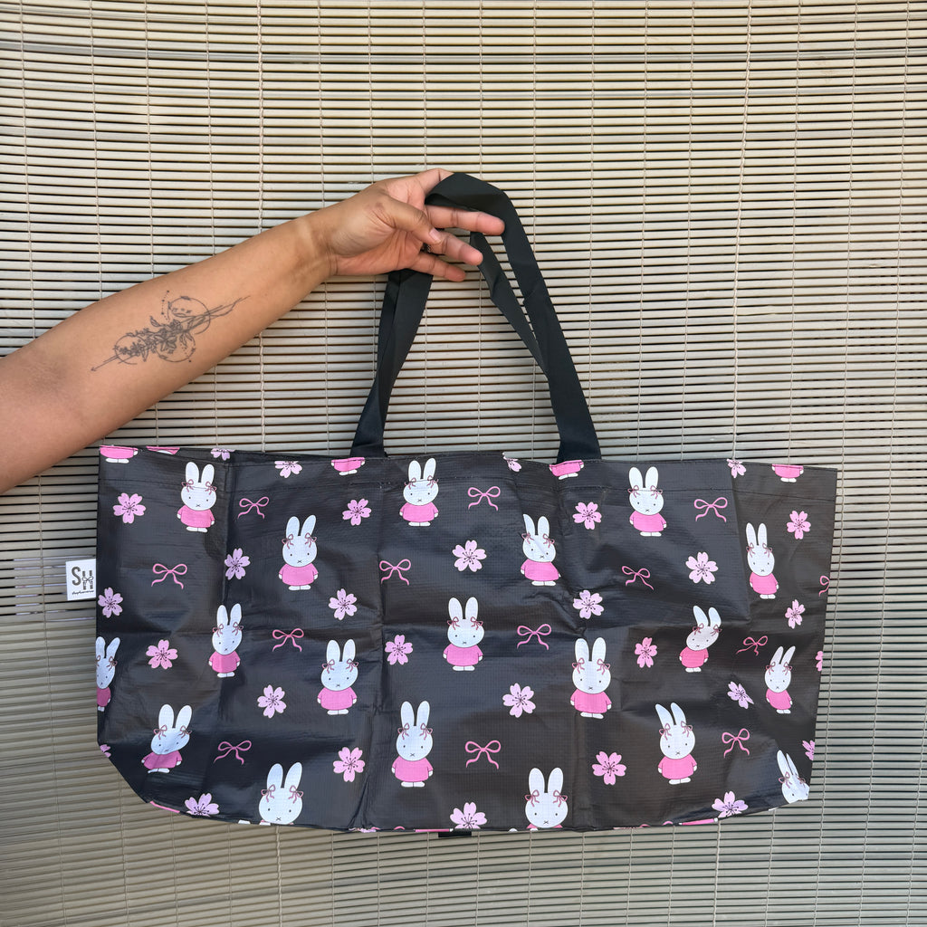 Bunny + Cherry Blossom Bows Foldie Bag