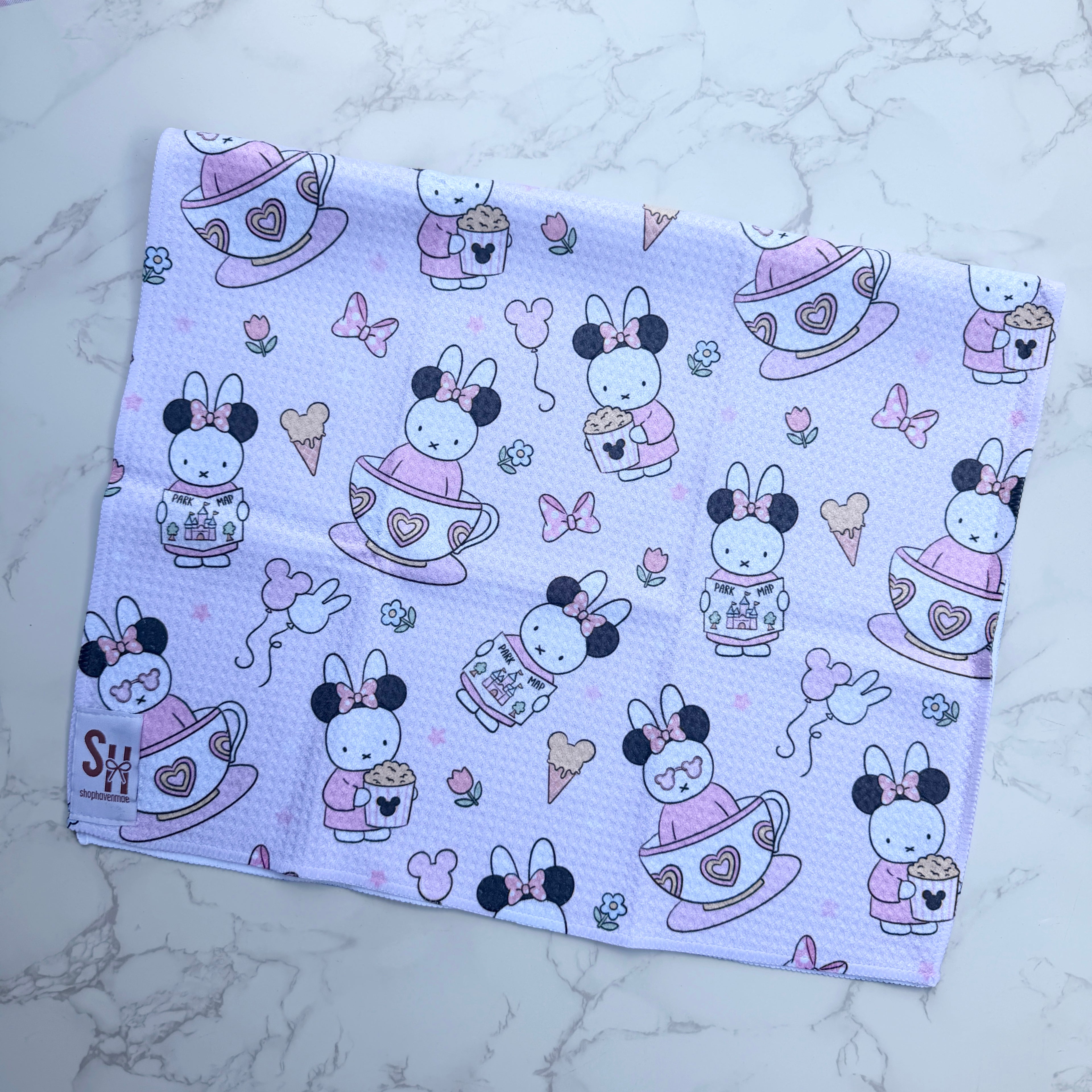 Pink Bunny at Magical Park Microfiber Towel