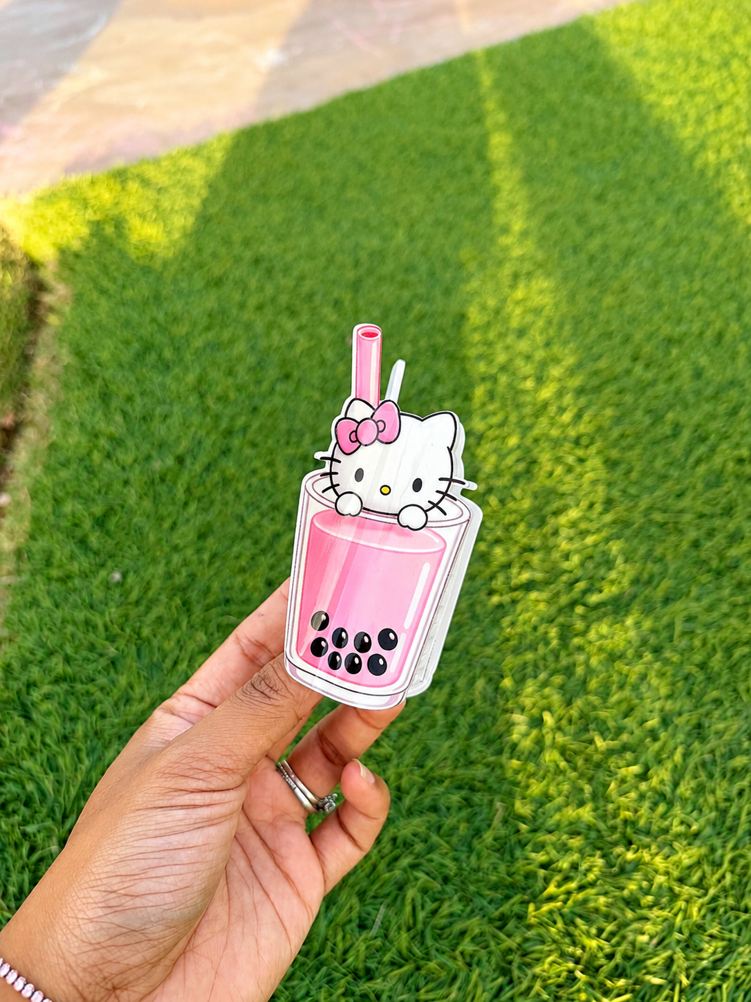 *Hair Clip Pink Kitty Boba Series Hair Clip