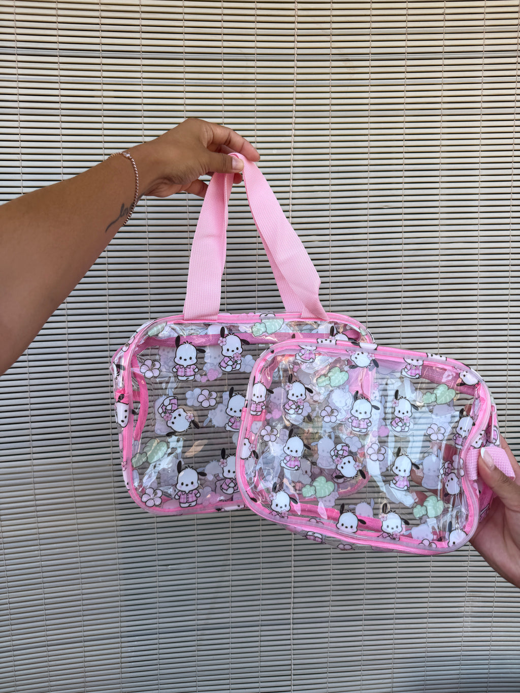 *Pink Dog Flower Small/Large Clear Bags