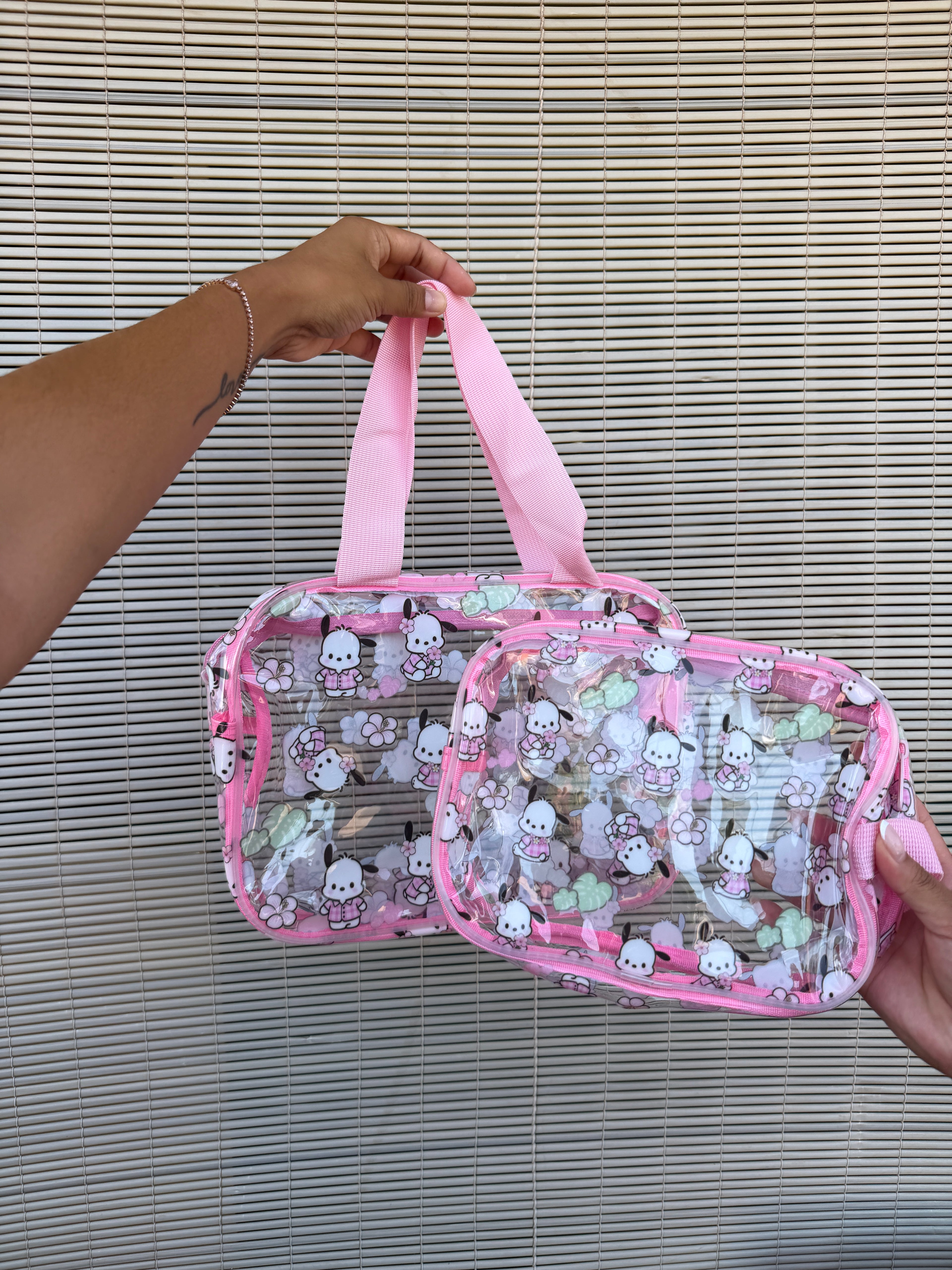 *Pink Dog Flower Small/Large Clear Bags