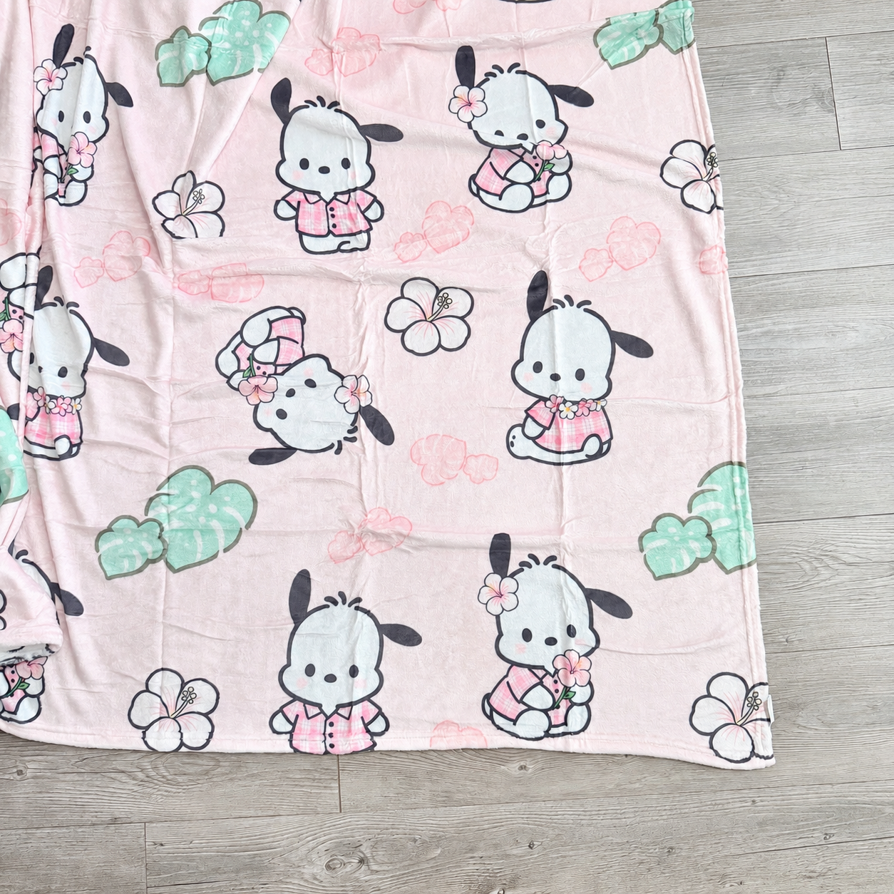 *Pink Dog Flower 60"x80" Blanket