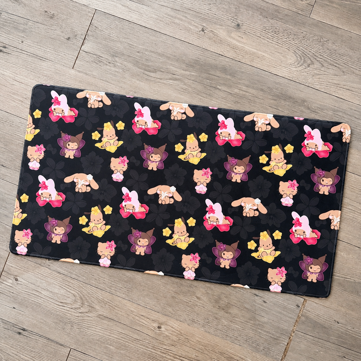 *Deskmat Black Kawaii Local Flowers Deskmat Shop Haven Mae