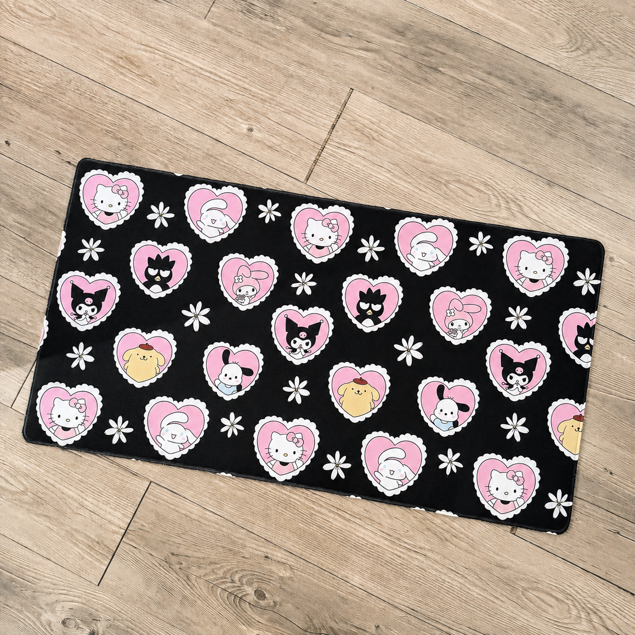 *Deskmat Black Kawaii Friends Heart Lace Deskmat Shop Haven Mae