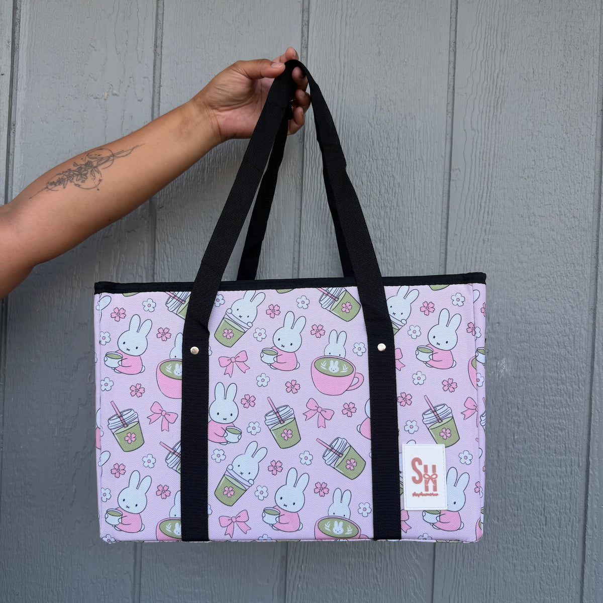 *PREORDER Bunny x Matcha Box Bag with Sturdy Base (Pink)