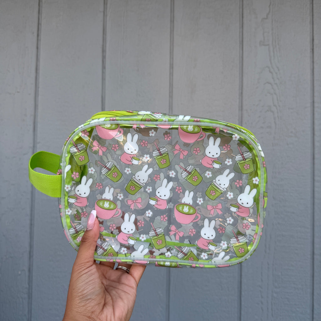 *PREORDER Bunny x Matcha Clear Bags Small + Large with Straps (Green)