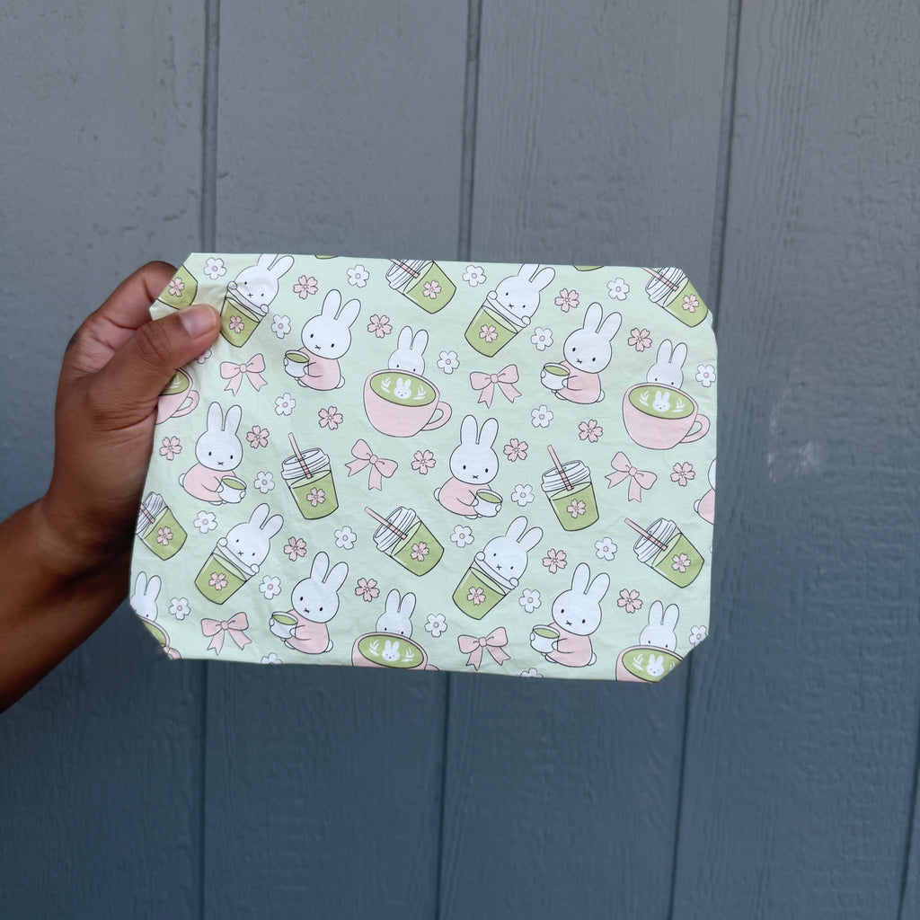 *PREORDER Bunny x Matcha Small Tyvek Waterproof Splash Pouch (Pink or Green)