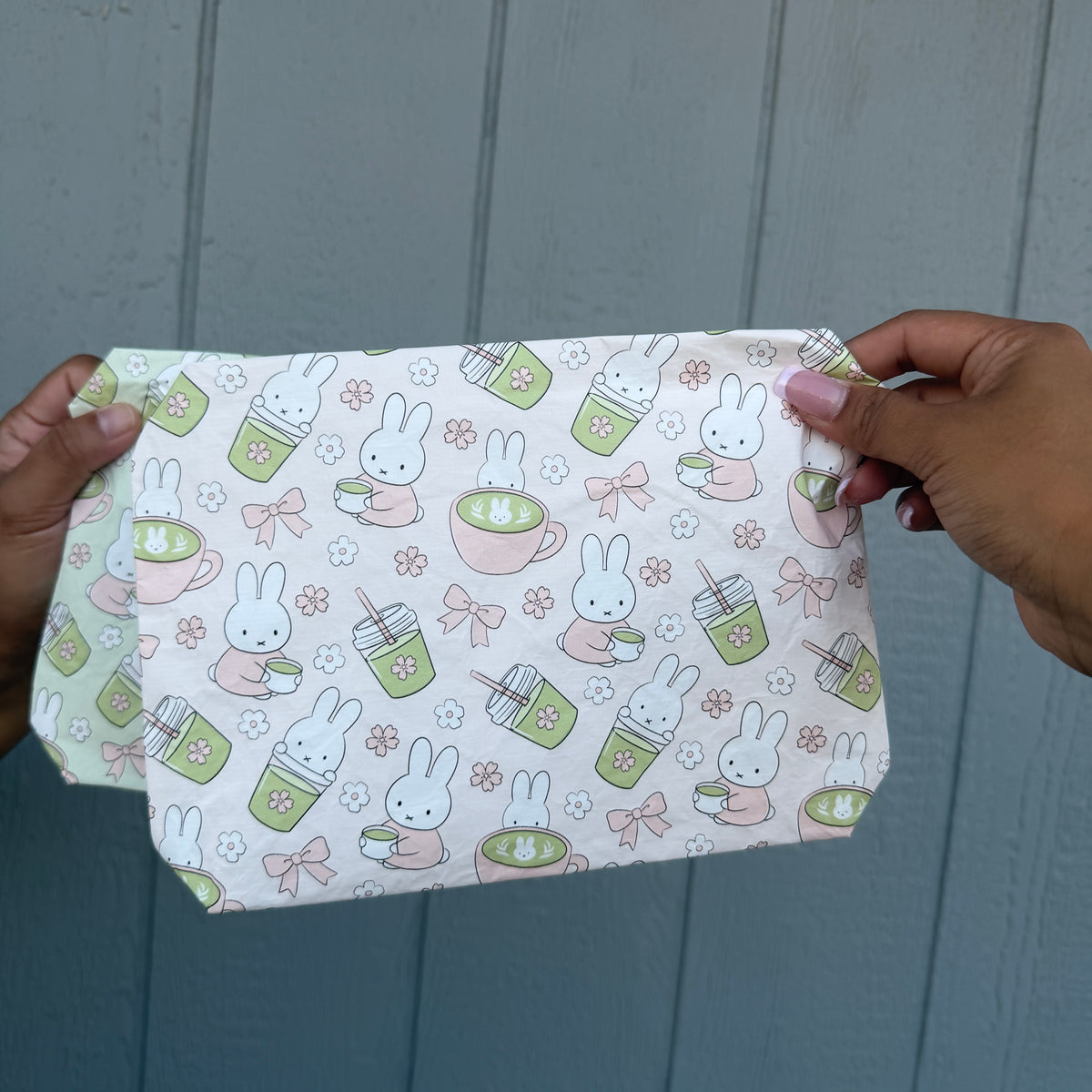 *PREORDER Bunny x Matcha Small Tyvek Waterproof Splash Pouch (Pink or Green)