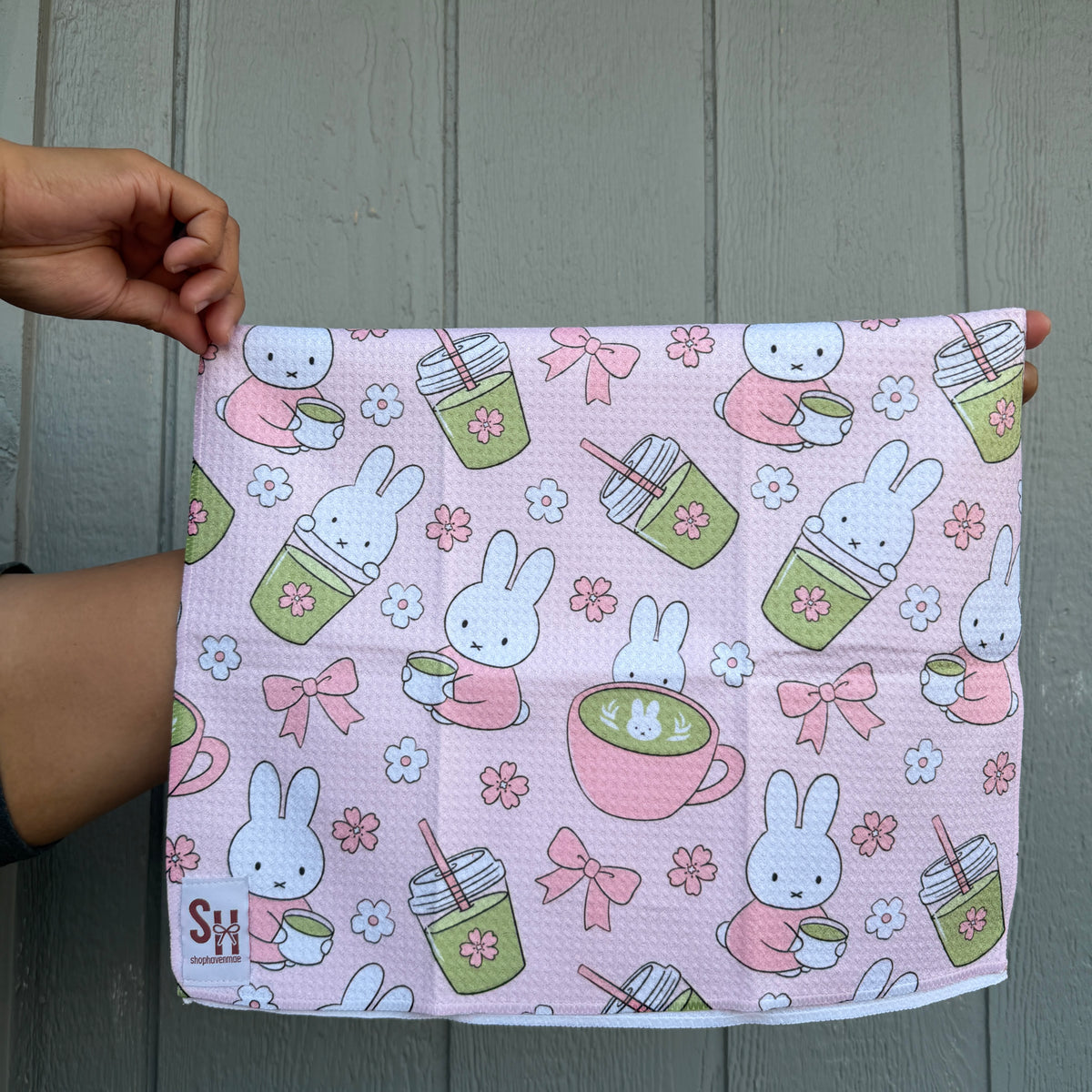 *PREORDER Bunny x Matcha Microfiber Kitchen Towel Cute Decoration (Pink)