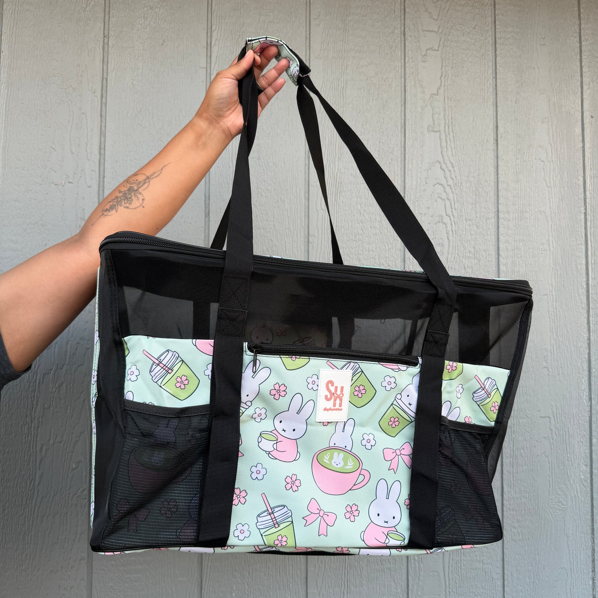 *PREORDER Bunny x Matcha Collapsible Beach Bag Tote (Green)