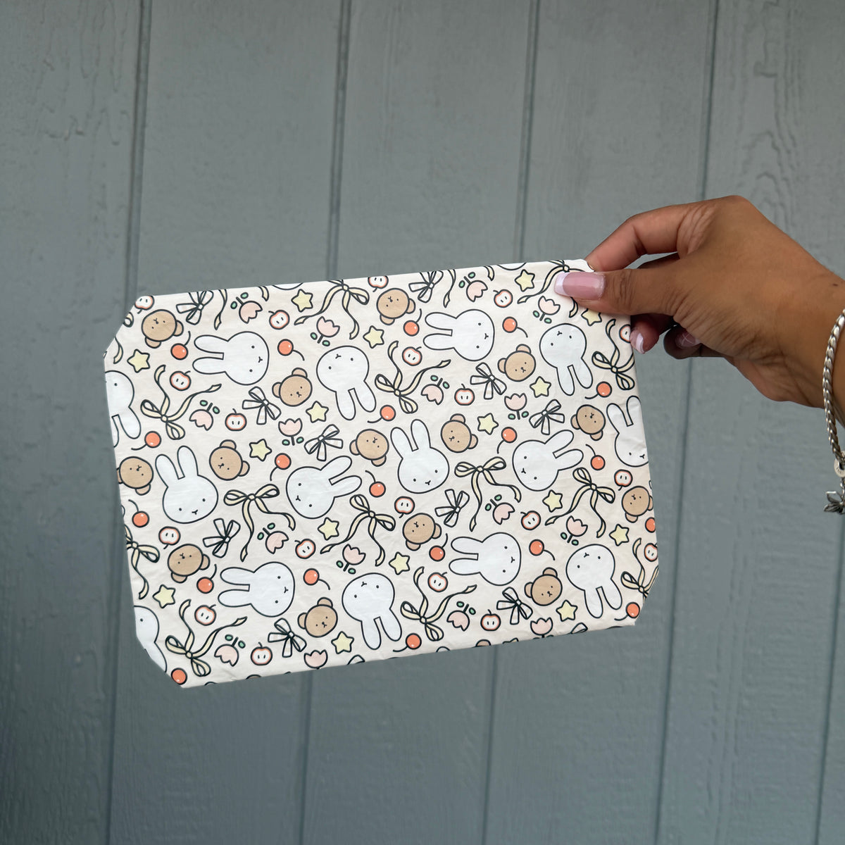*Brown Bunny Print Tyvek Bag Small Tyvek Waterproof Splash Pouch by Shop Haven Mae