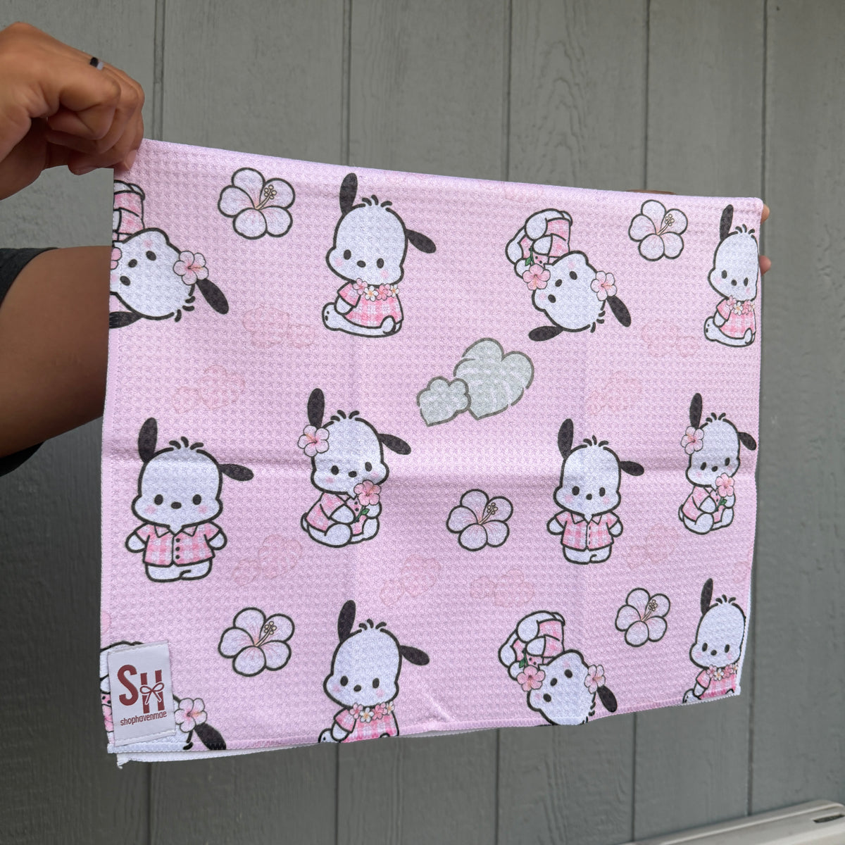 *Pink Dog Flower Microfiber Kitchen Towel Cute Decoration Shop Haven Mae