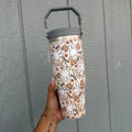*Brown Bunny 30oz Print Insulated Flask Tumbler with Carry Holder & Inside Straw