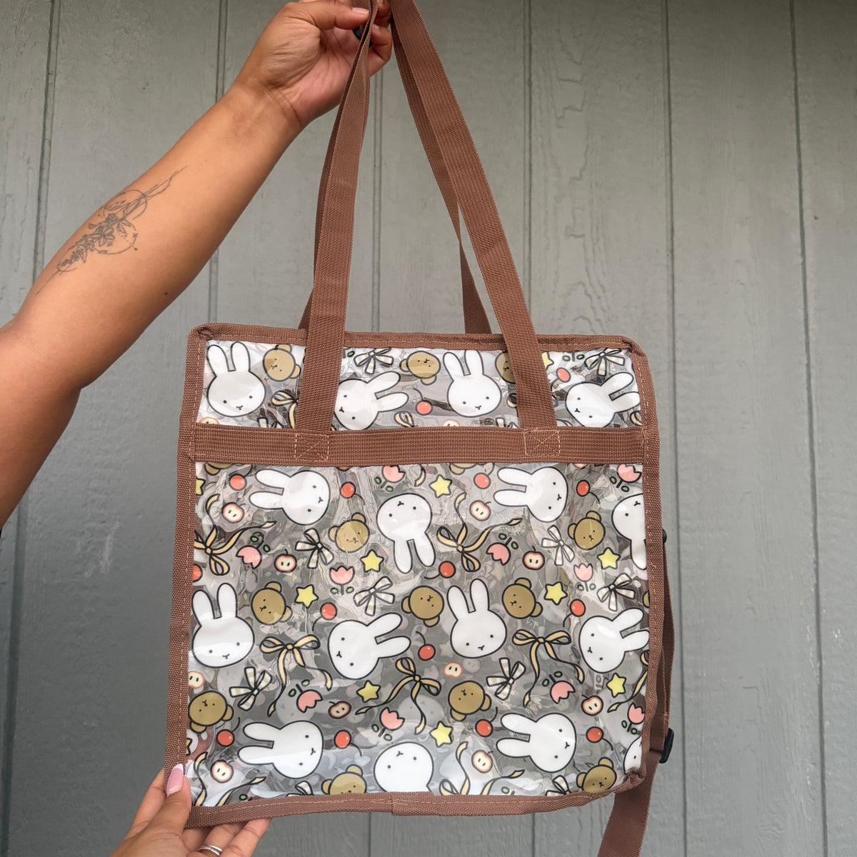 *Brown Bunny Large Clear Bag Tote Shoulder Bag