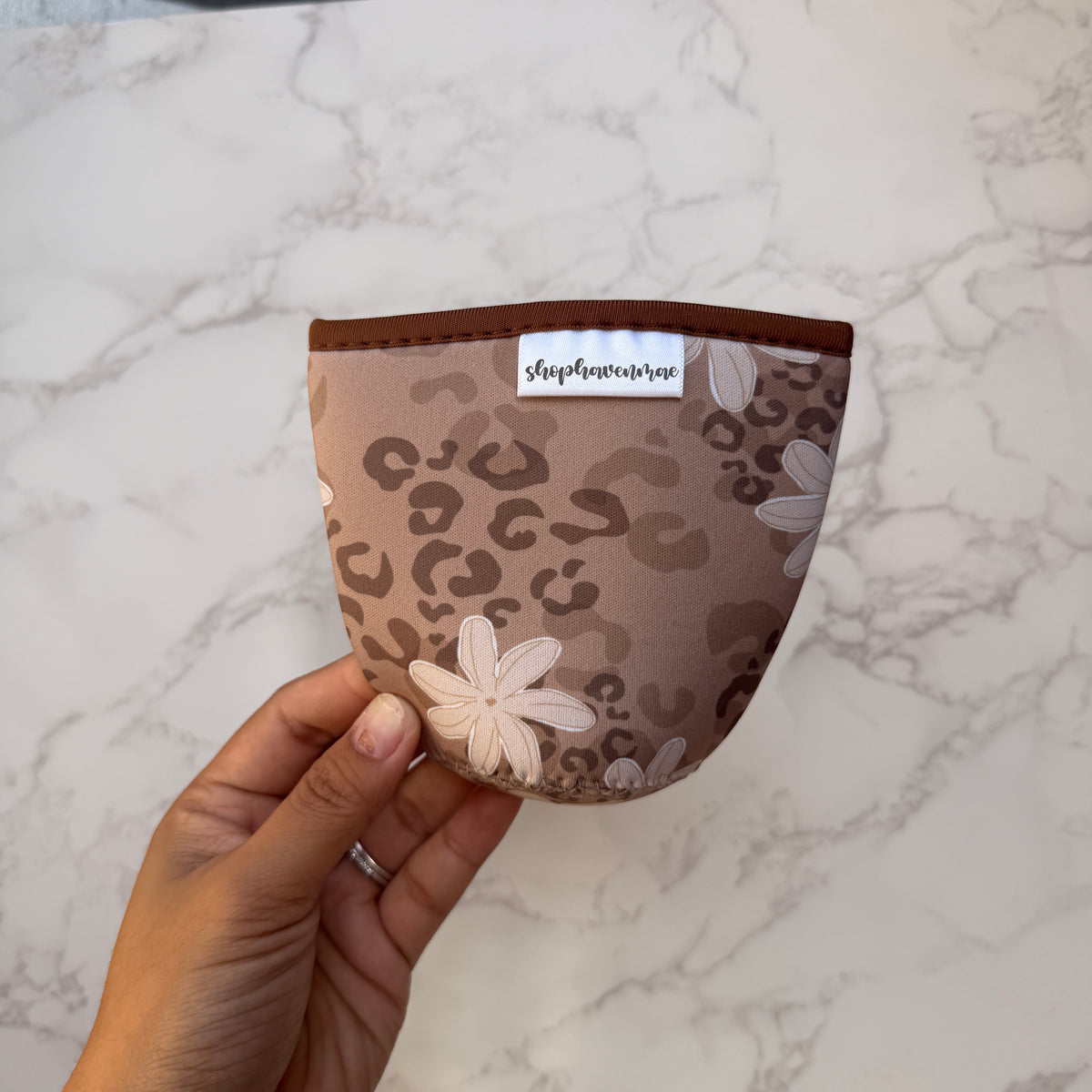 Brown Tiare x Cheetah Neoprene Material Coffee Cozies Coffee Cozy Cup Sleeve