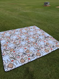 *Brown Bunny Print Picnic Mat Blanket  with Carrying Straps