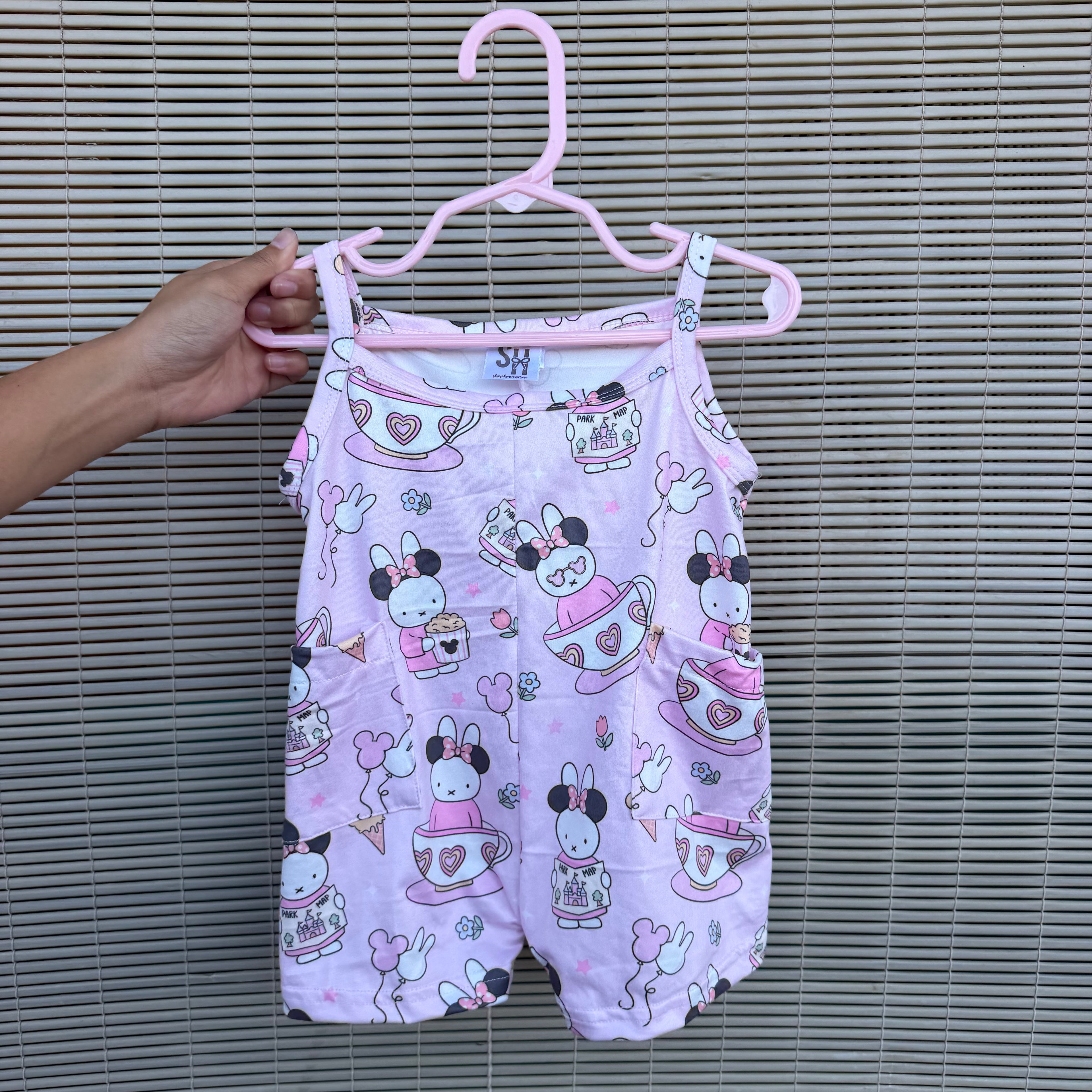 Pink Bunny at Magical Park One Piece Romper (Milk Silk) Baby Girl Clothes Shop Haven Mae Exclusive