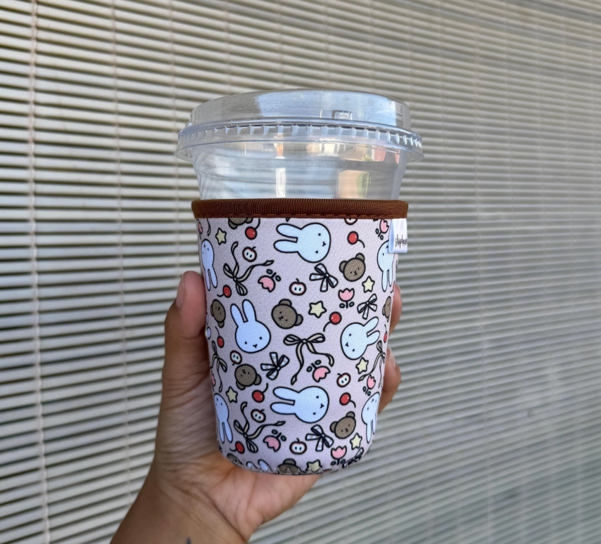 *Brown Bunny Made With Neoprene Material Coffee Cozies Coffee Cozy Cup Sleeve