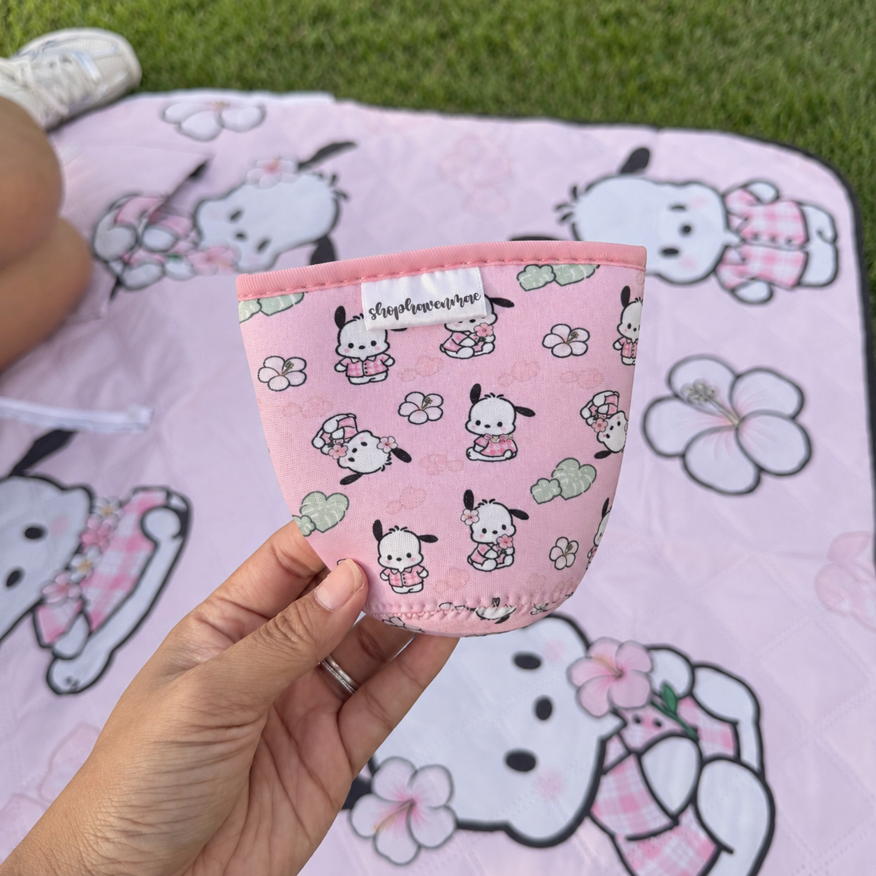 *Pink Dog Flower Design Made With Neoprene Material Coffee Cozies Coffee Cozy Cup Sleeve