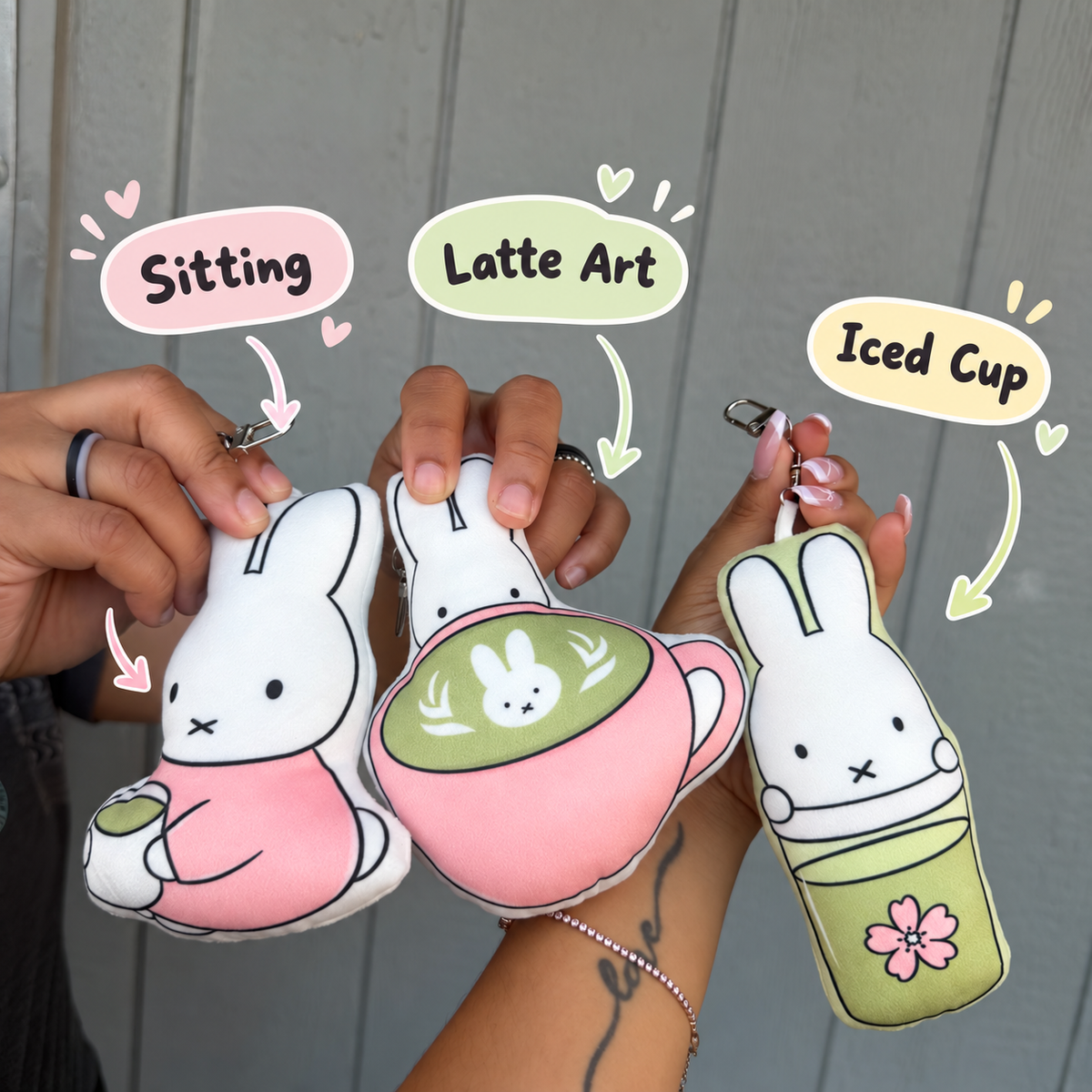 *PREORDER Bunny x Matcha Plush Keychain + Squeaks