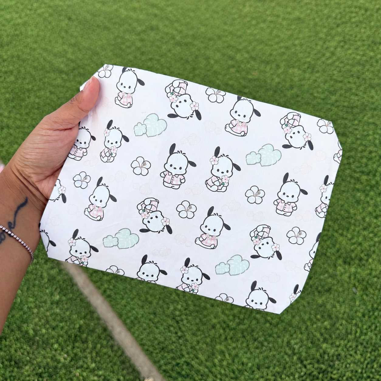 *Pink Dog Flower Design Print Tyvek Bag Small Tyvek Waterproof Splash Pouch by Shop Haven Mae