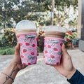 Gingham Retro Strawberry, Bows, and Daisy Cold Cup Sleeve Made With Neoprene Material Coffee Cozies Coffee Cozy Two Sizes