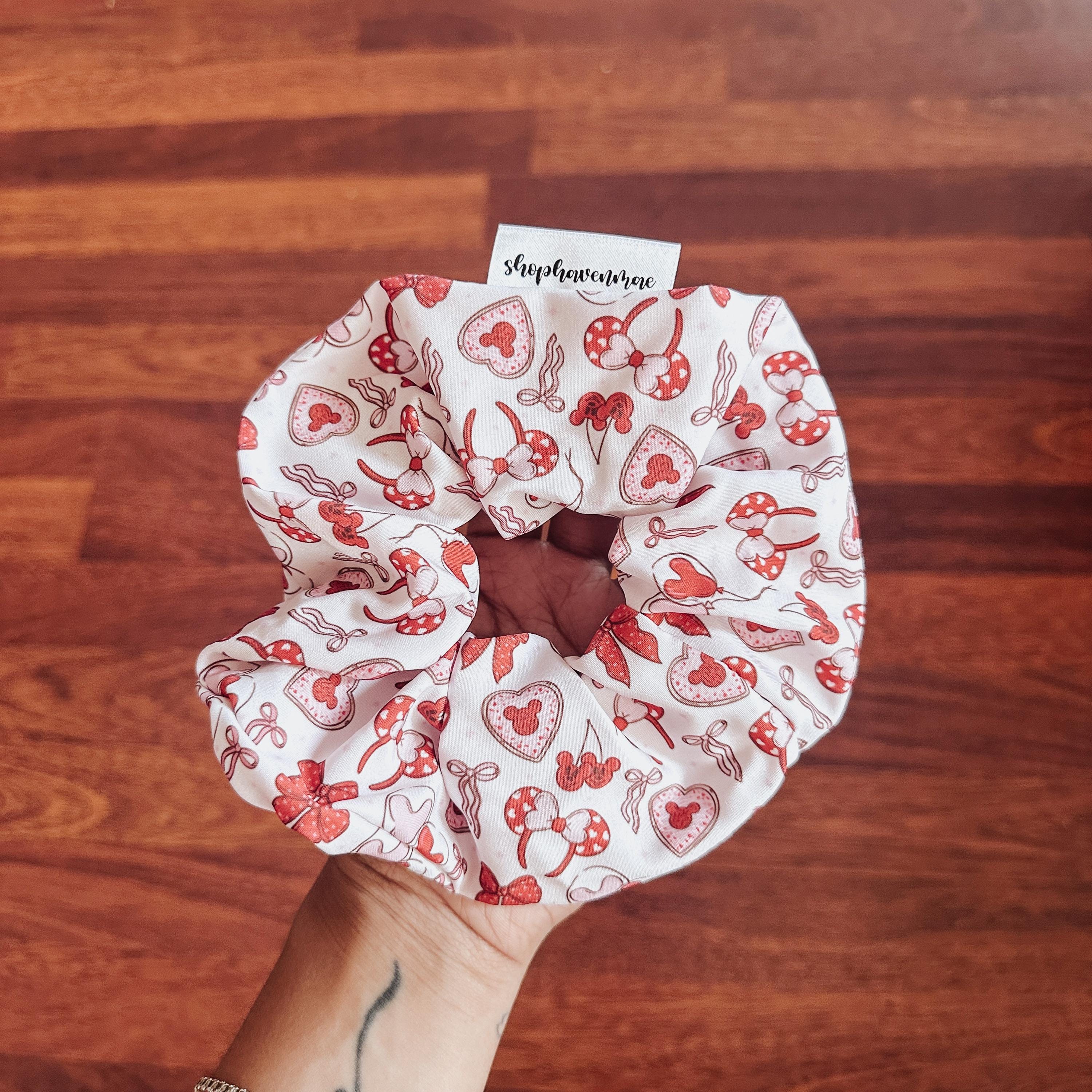 Red Magical Mouse Bows Magical Red Ears,Balloons & Bows Original Oversized Scrunchie by Shop Haven Mae