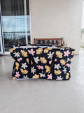 LARGE Black Hawaii Flowers Carry All Totes | Shop Haven Mae Exclusive Item