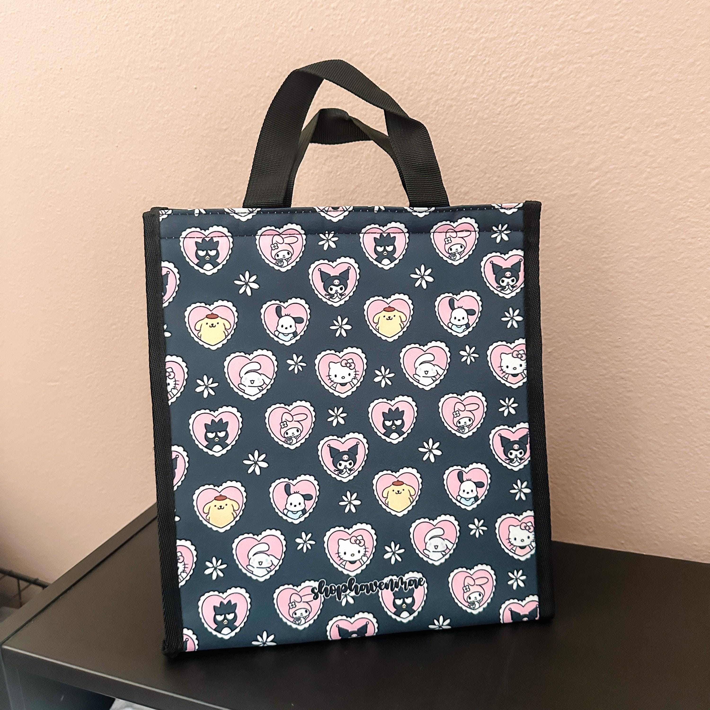 Black Kawaii Friends Heart Lace Insulated Lunch Bags | Shop Haven Mae Exclusive Item