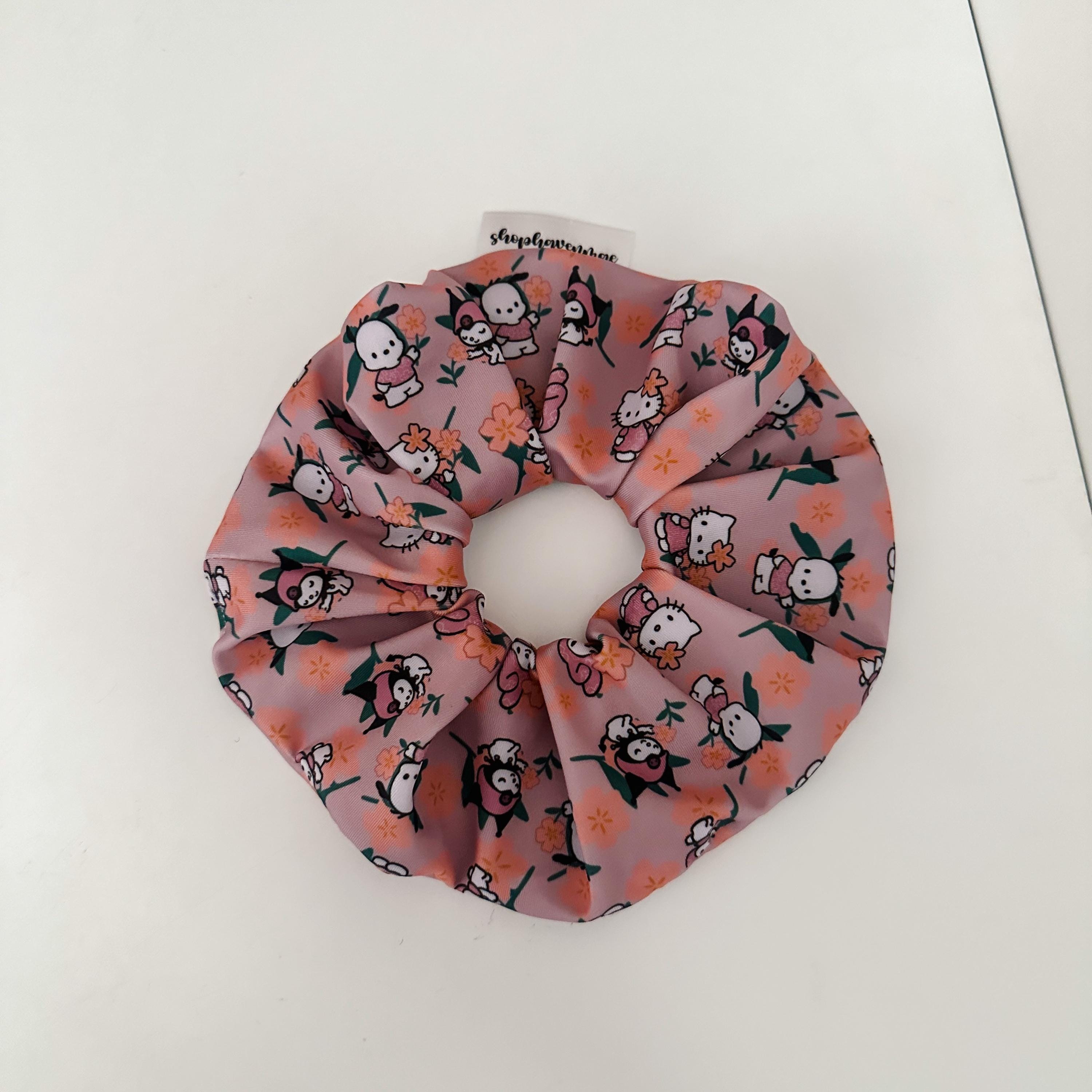 Dusty Pink Summer Florals Kawaii Friends Soft Material Original Oversized Scrunchie by Shop Haven Mae