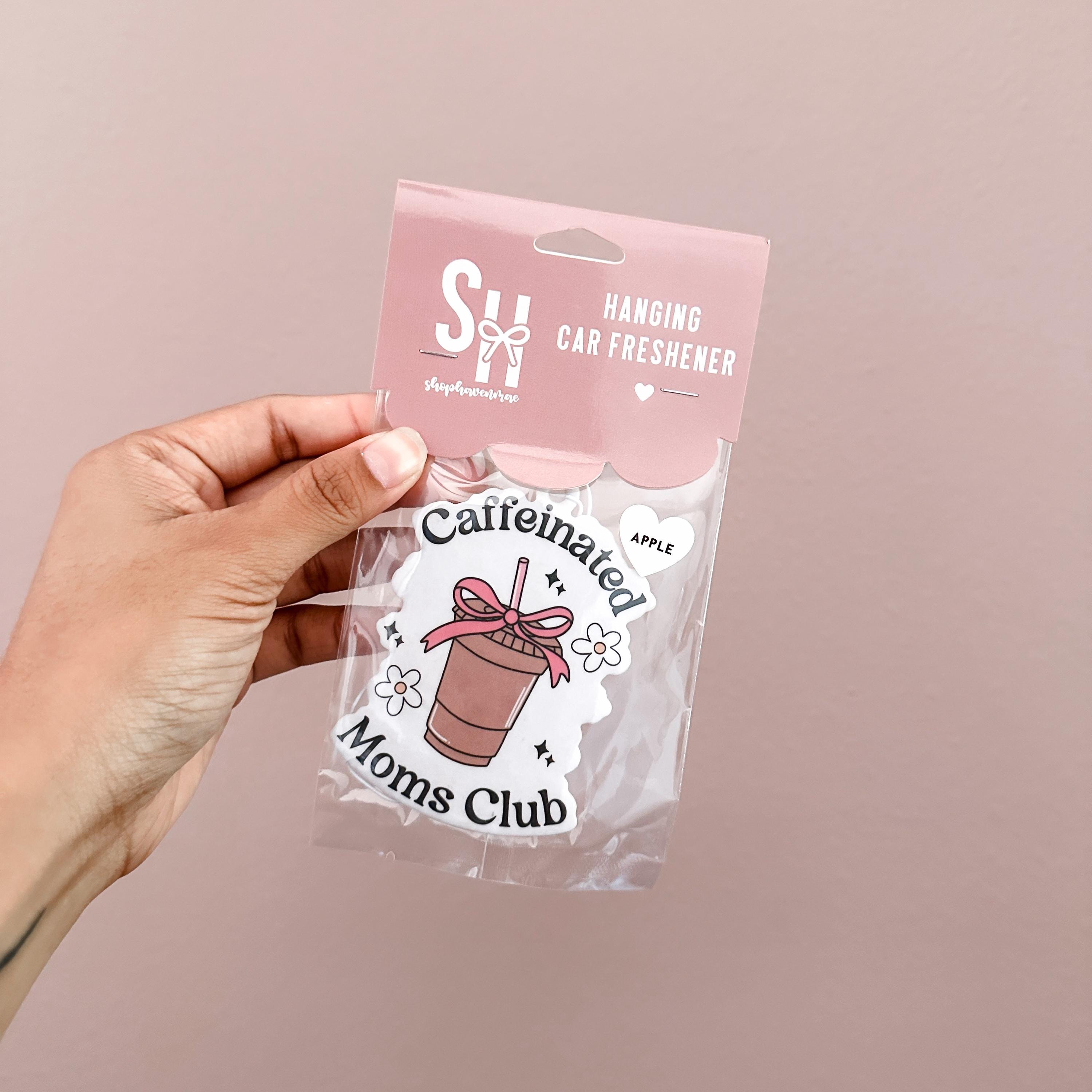Hanging Car Air Freshener Caffeinated Moms Club Apple Scented Car Hanging Felt Air Fresheners Exclusive Design | Shop Haven Mae