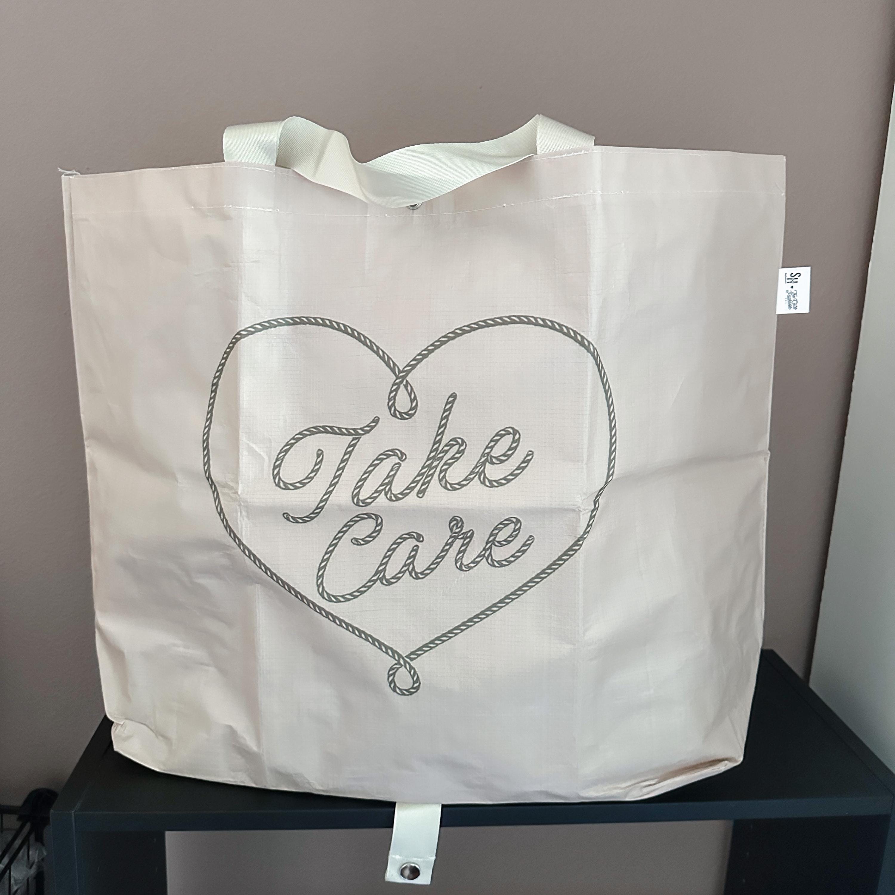 Neutral Beige Take Care The Care Package x Shop Haven Mae Collab Foldie Tote Bag