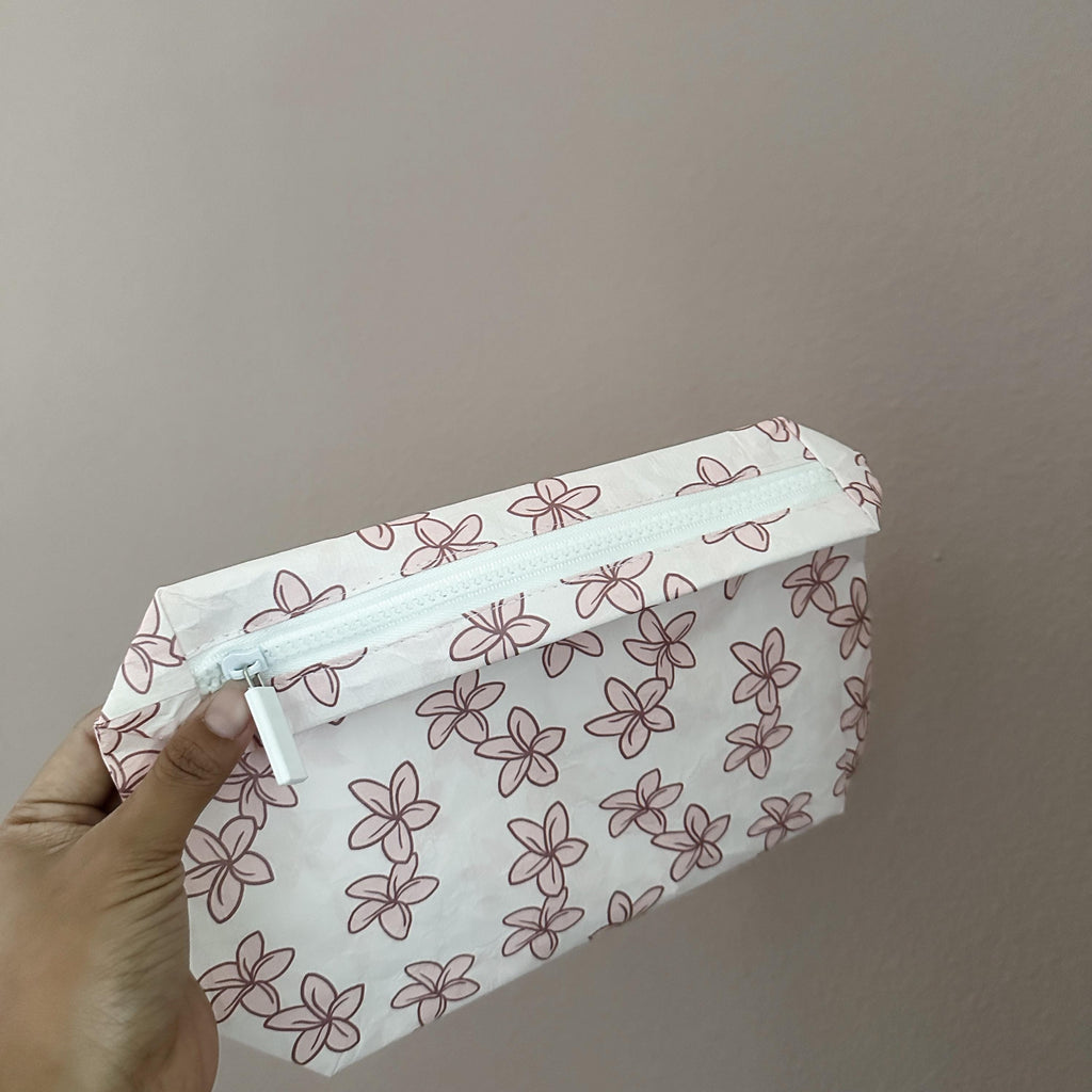 Hawaii Flower(s) Small Pink Plumeria Tyvek Waterproof Splash Pouch by Shop Haven Mae