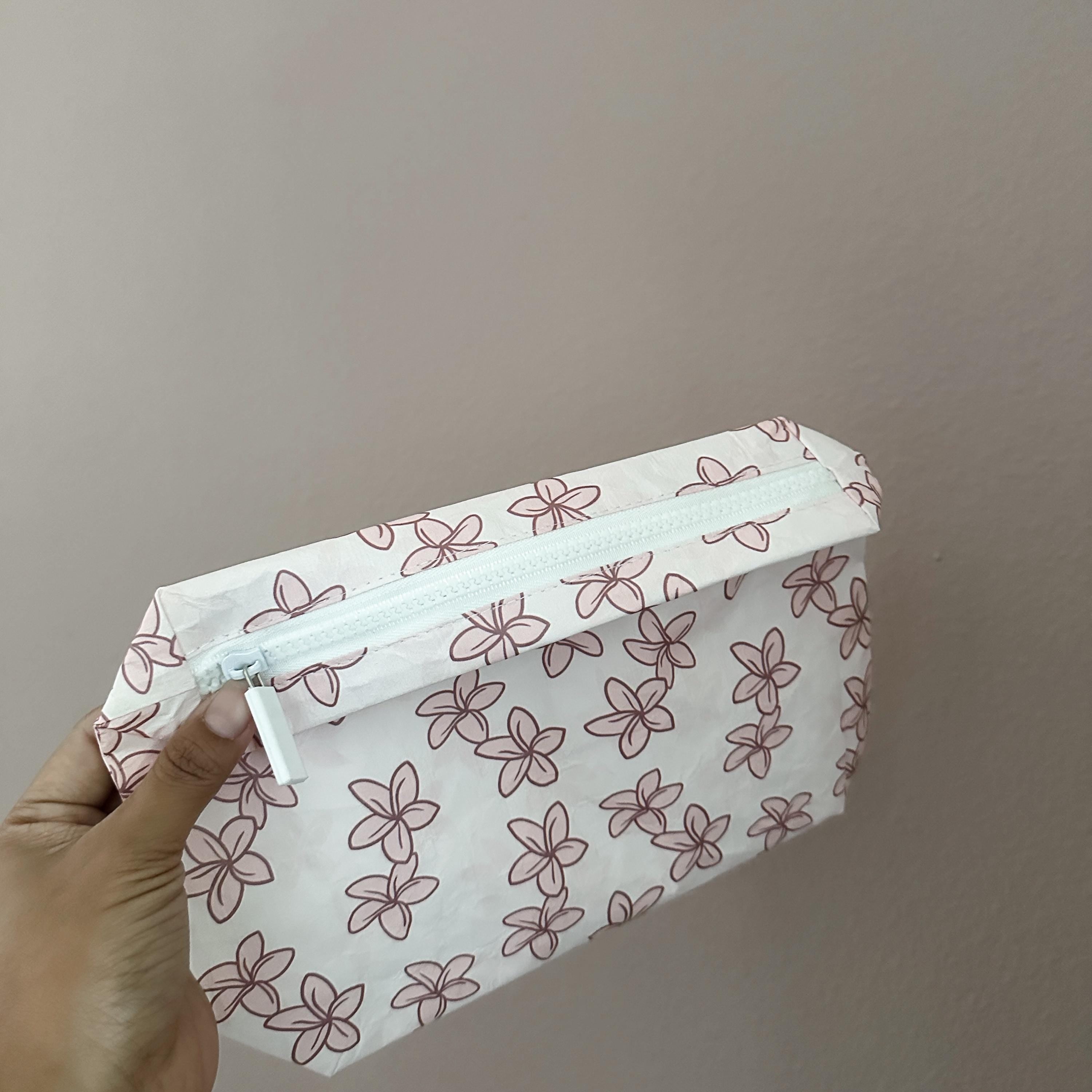 Hawaii Flower(s) Small Pink Plumeria Tyvek Waterproof Splash Pouch by Shop Haven Mae
