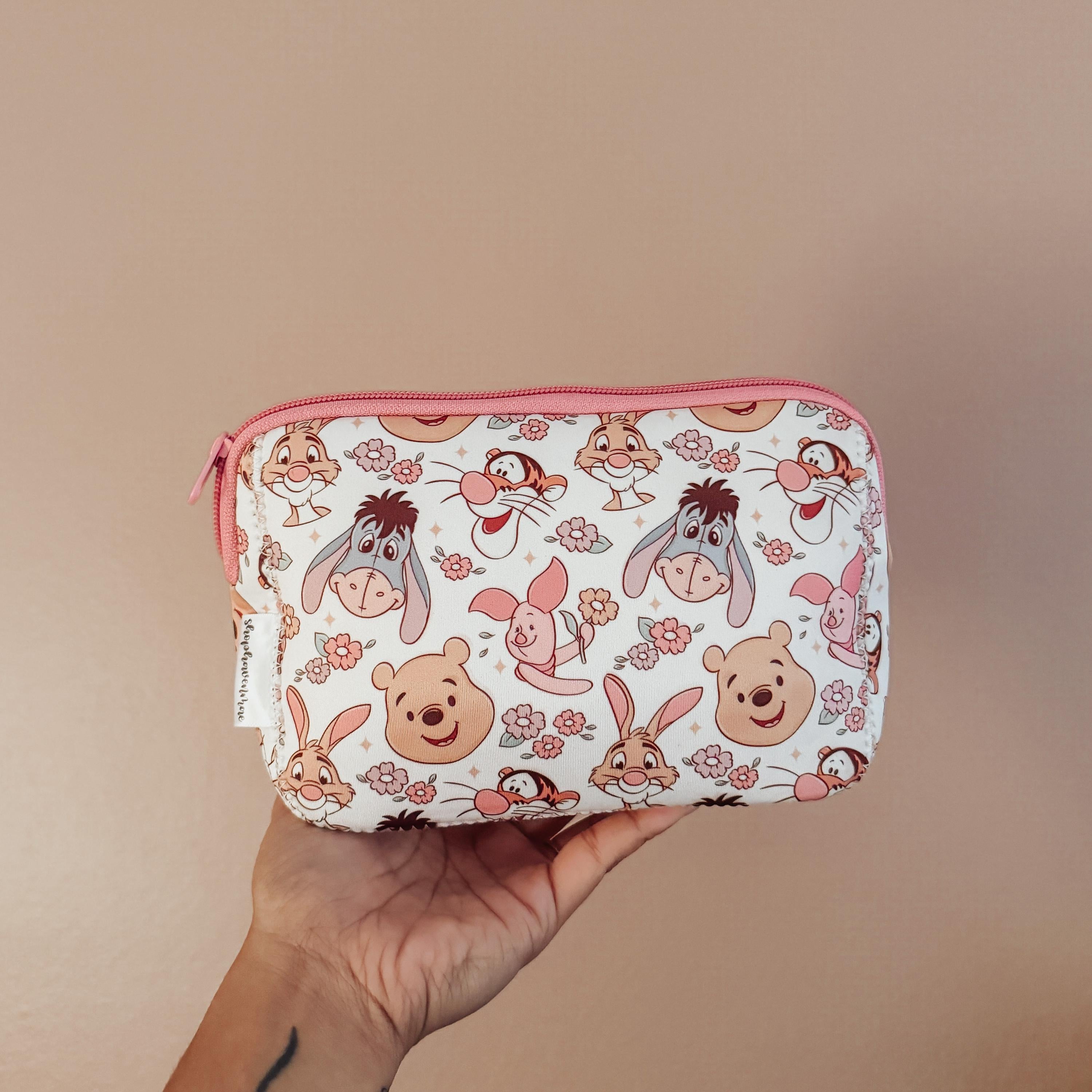 Pooh & Friends Floral Makeup Pouch Neoprene Material | Shop Haven Mae Exclusive Item