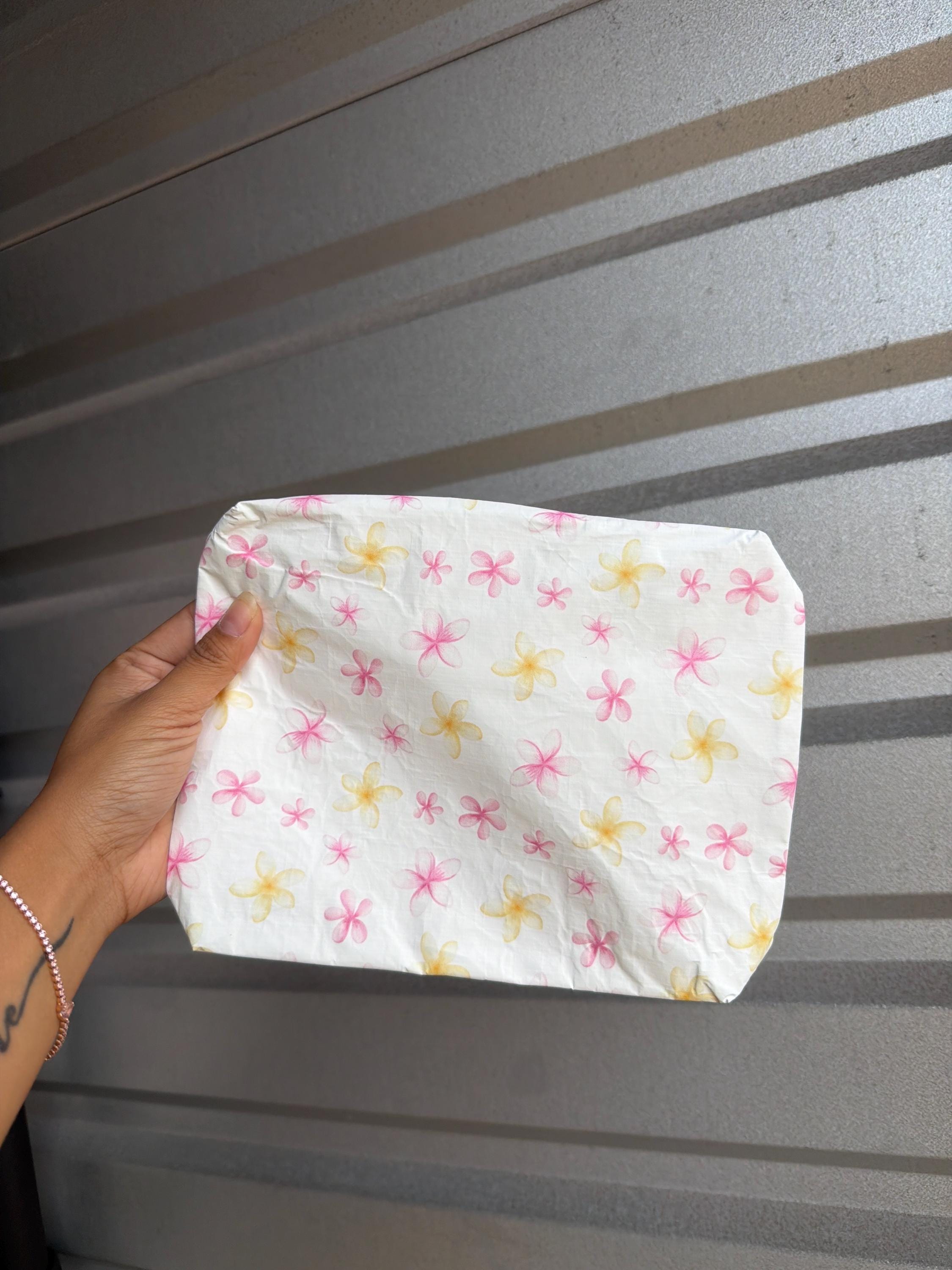 Hawaii Flower(s) Small Pink & Yellow Plumeria Tyvek Waterproof Splash Pouch by Shop Haven Mae