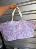 Purple Kawaii Local Friends Hebrew Shell Market Tote Bag Reusable Grocery Folding Bags