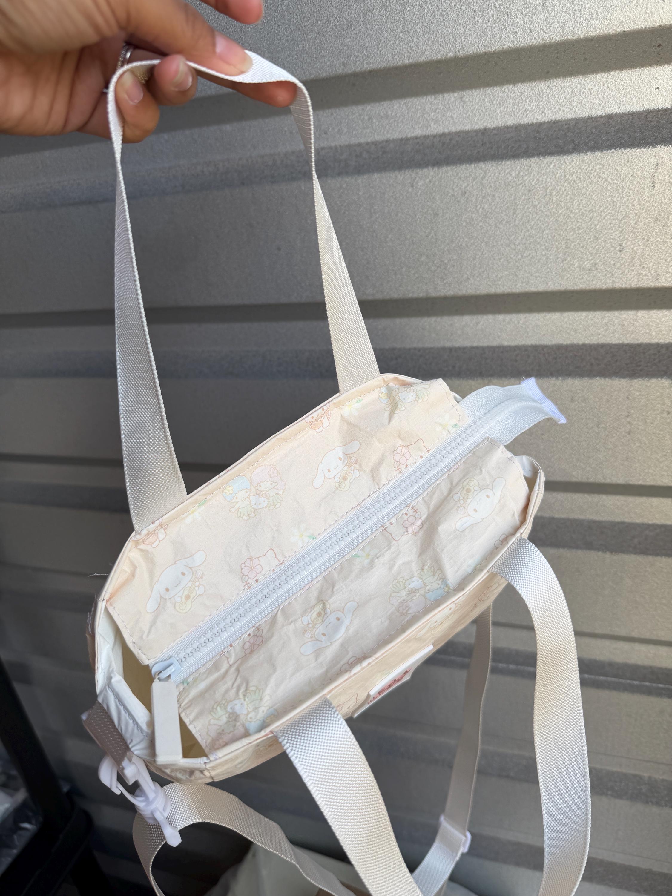 Cream/Pink Kawaii Friends x Hawaii Bag with Long Shoulder Strap Tyvek Waterproof Splash Bag by Shop Haven Mae