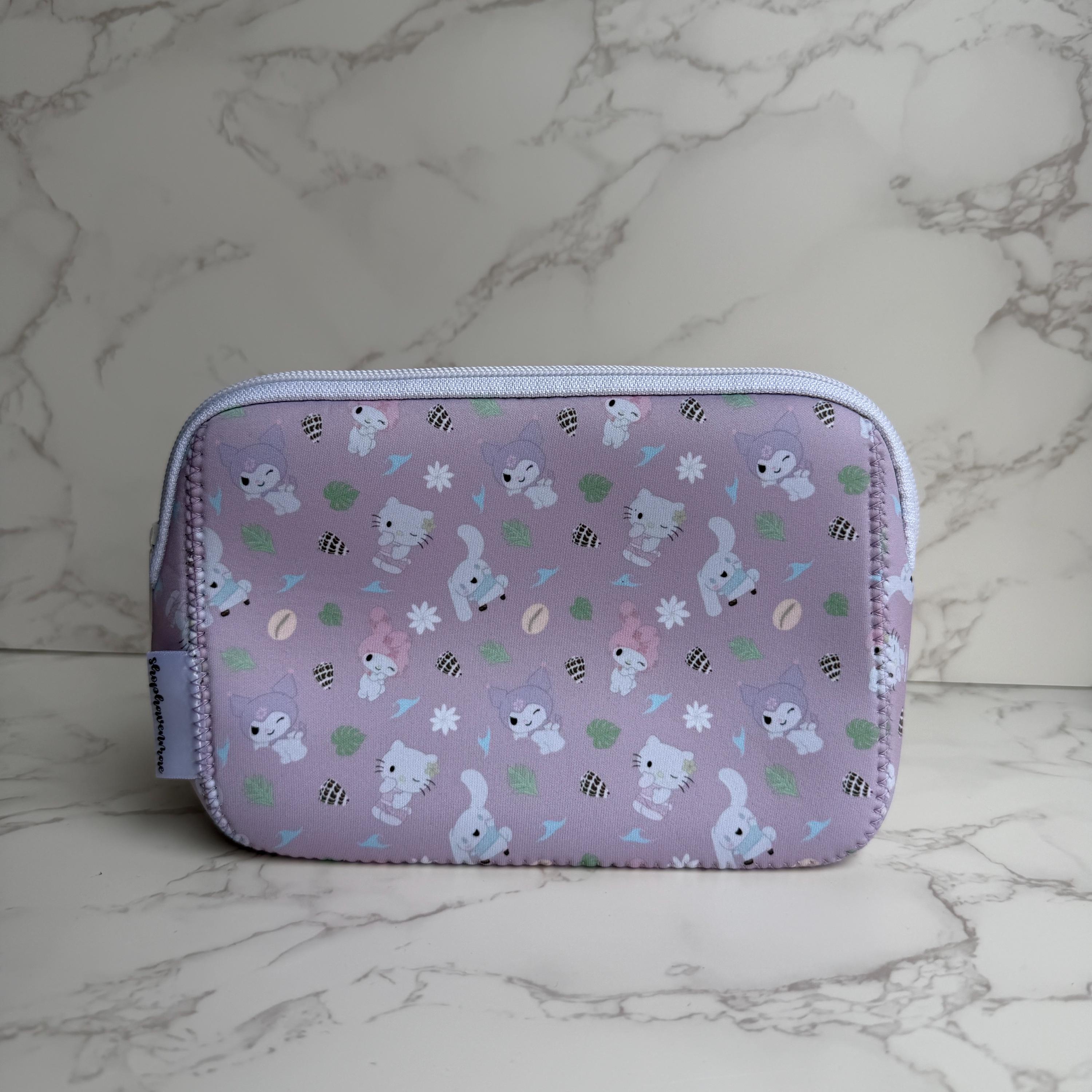 Purple Kawaii Local Friends Hebrew Shell Makeup Pouch Neoprene Material | Shop Haven Mae Exclusive Item
