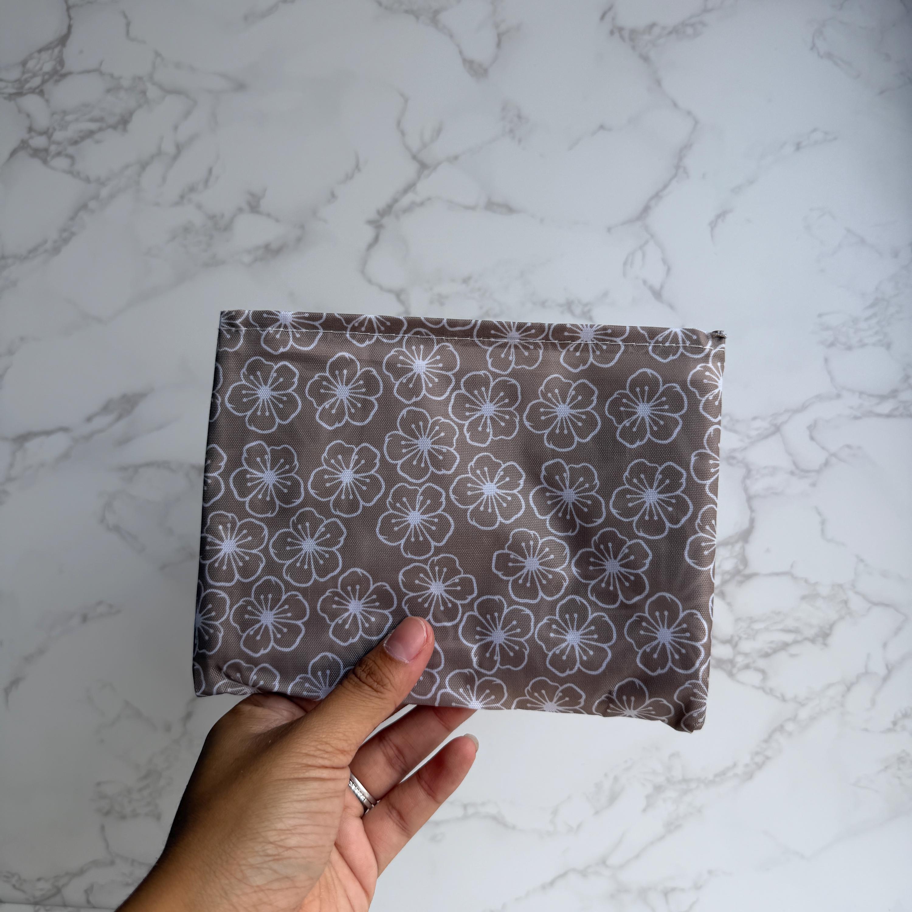 Brown Floral Reusable Grocery Folding Bags