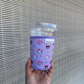 Kawaii Friends Purple Heart Lace Made With Neoprene Material Coffee Cozies Coffee Cozy Cup Sleeve
