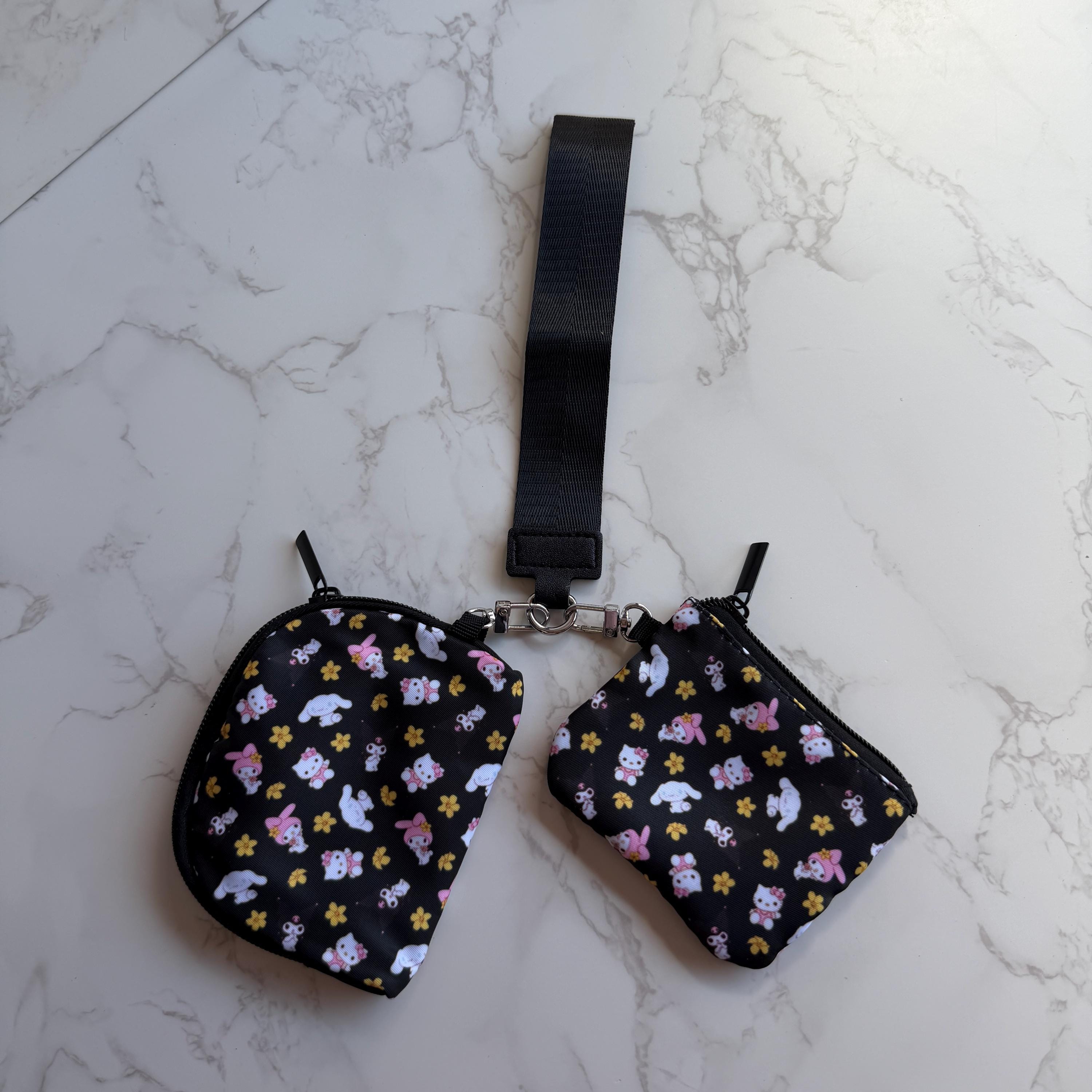 Kawaii Friends Black Puakenikeni 2PCS Wristlet Pouch by Shop Haven Mae