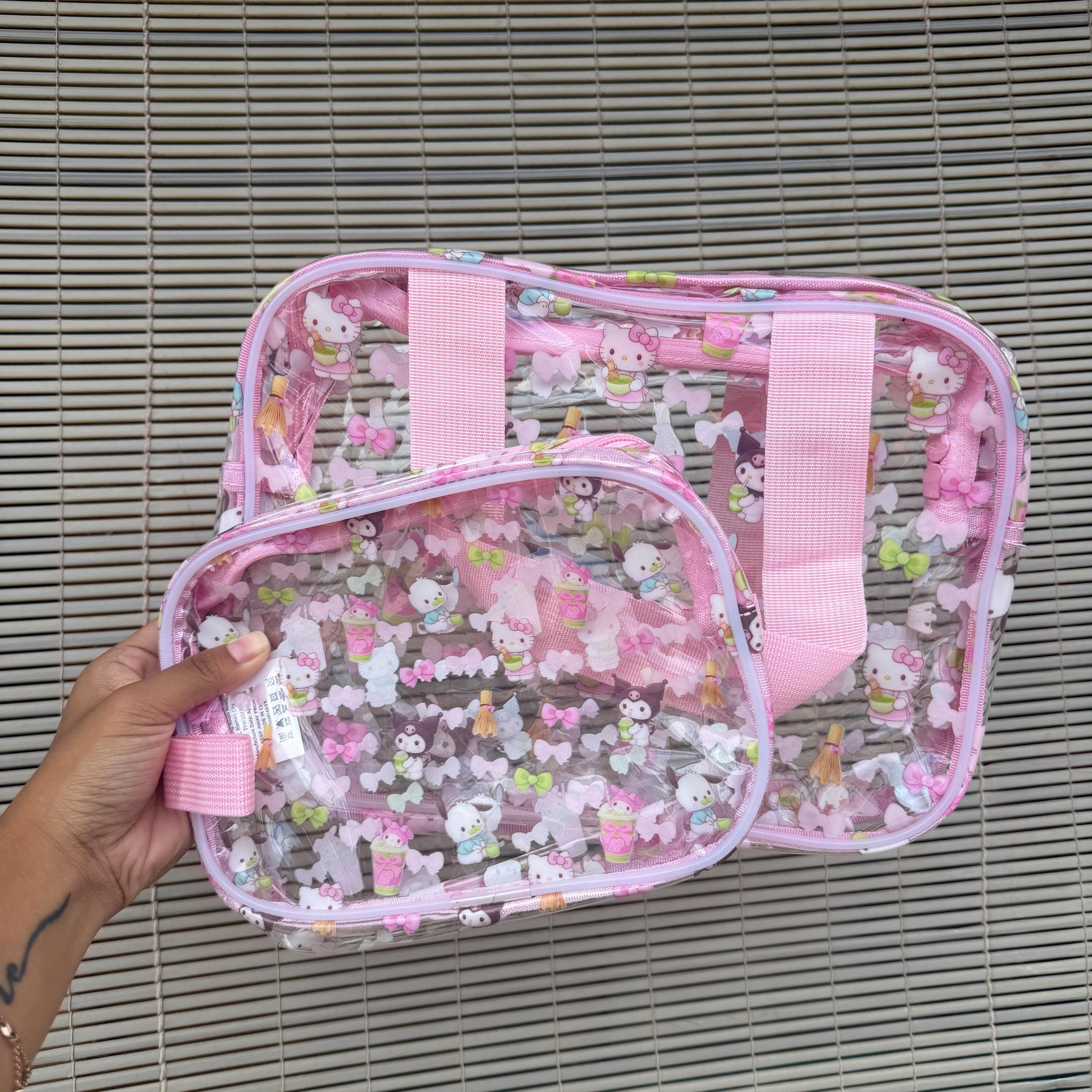 Matcha x Kawaii Friends Sippin Pretty Collab Print Clear Bags Small + Large with Straps | Shop Haven Mae Exclusive Item