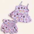 Purple Kawaii Friends Heart Lace 2 Piece Set Tanktop + Bubble Shorts Milk Silk Baby Girl Clothes Shop Haven Mae Exclusive